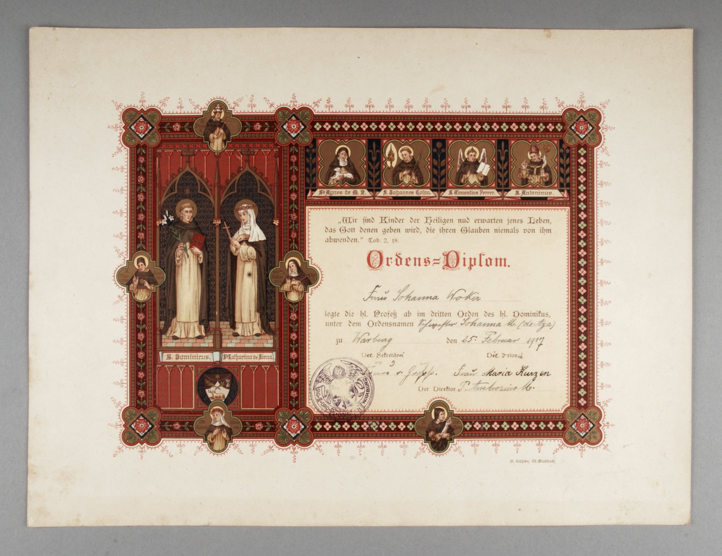 Ordens-Diplom (RELíGIO – Westfälisches Museum für religiöse Kultur CC BY-NC-SA)