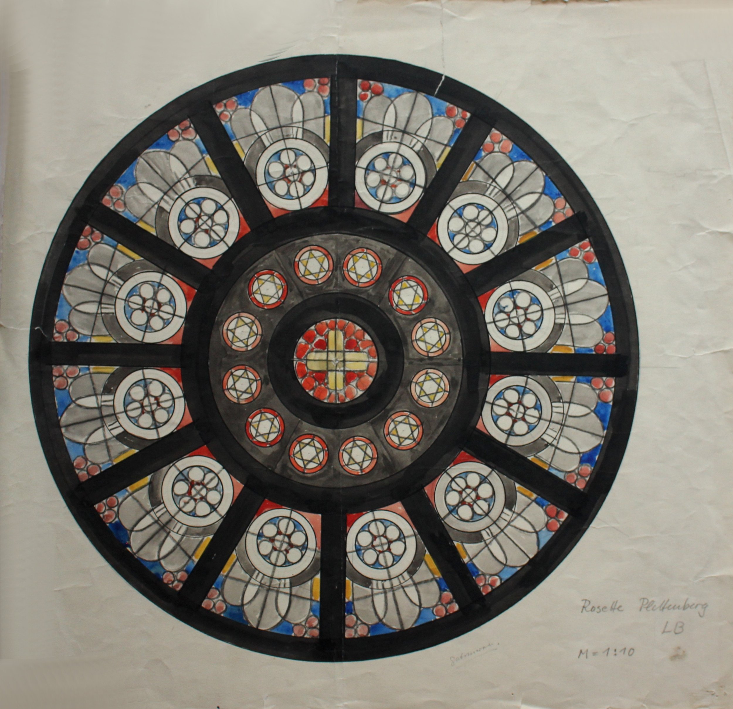 Entwurfszeichnung: Fensterrosette (RELíGIO – Westfälisches Museum für religiöse Kultur CC BY-NC-SA)