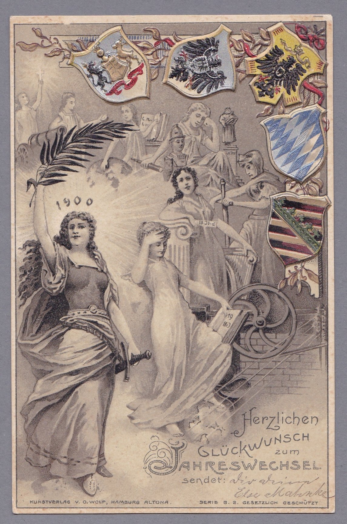 Postkarte: "Neujahrsgruß 1900" (RELíGIO – Westfälisches Museum für religiöse Kultur CC BY-NC-SA)