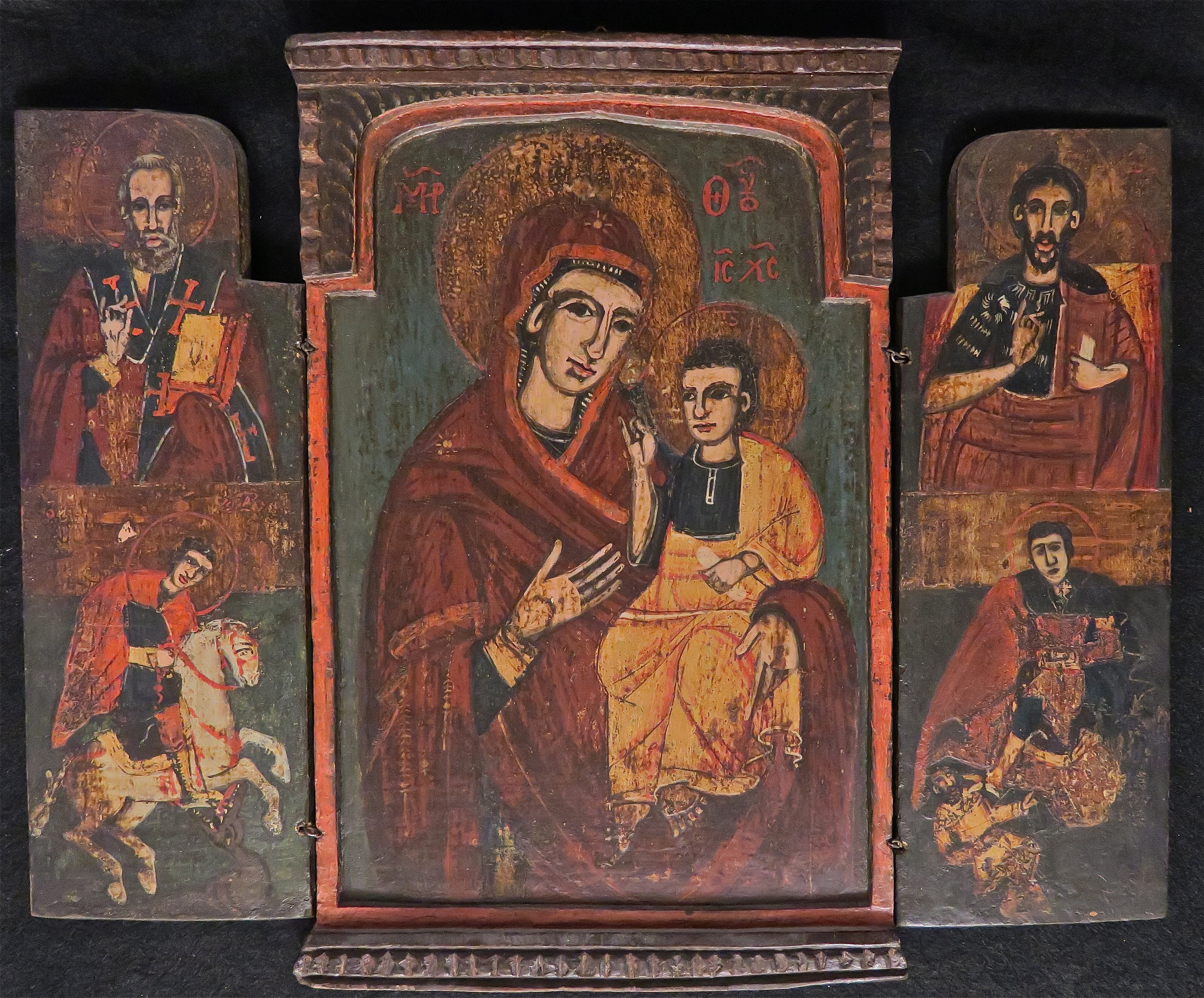 Ikone: Triptychon mit Muttergottes und Heiligen (Ikonen-Museum Recklinghausen CC BY-NC-SA)
