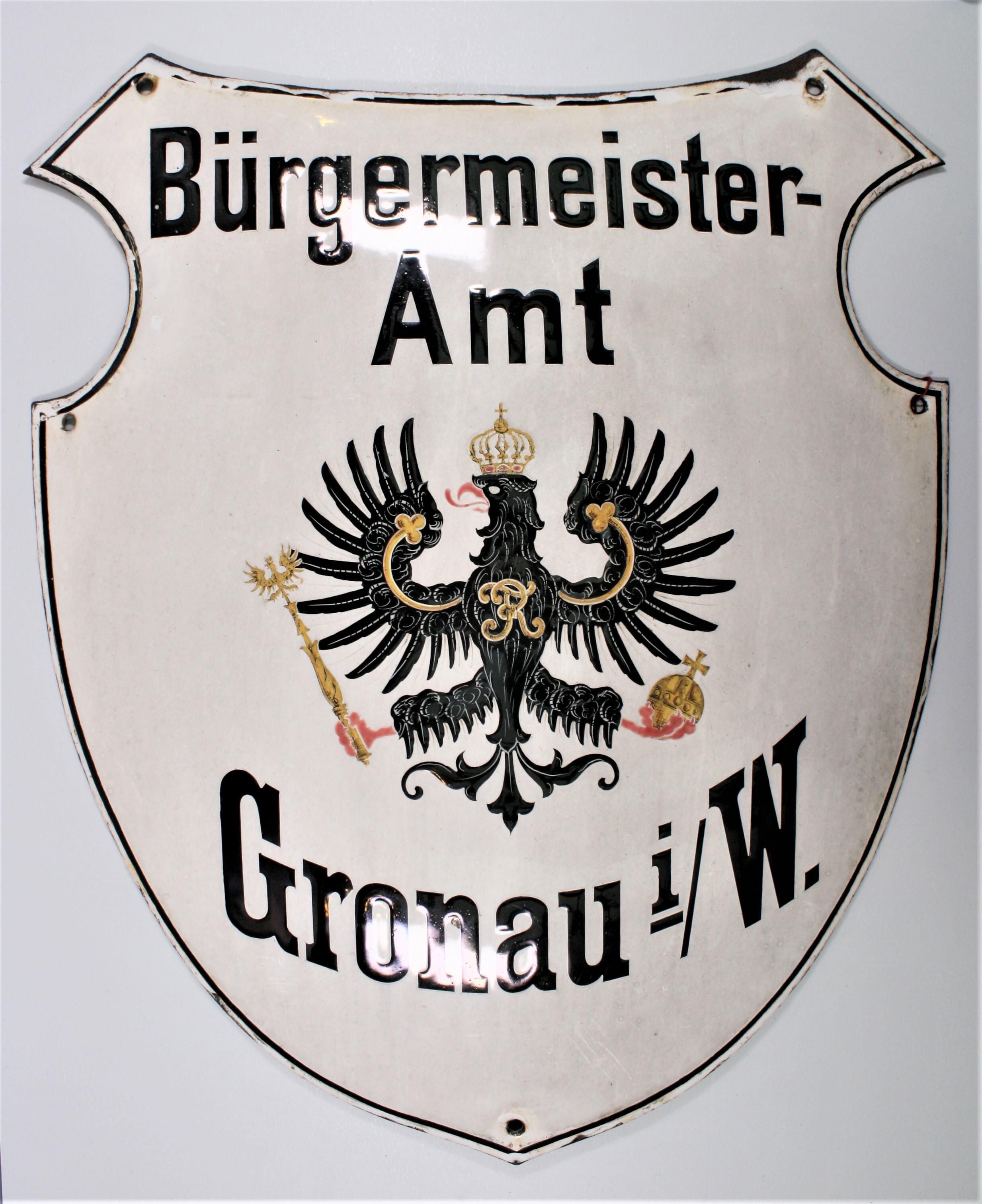 Amtsschild Bürgermeister-Amt (Drilandmuseum CC BY-NC-SA)