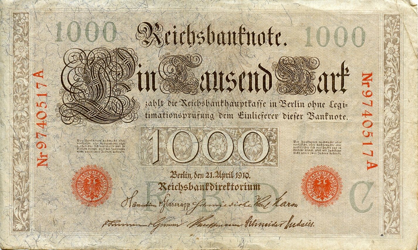 Reichsbanknote 1000 Mark (Drilandmuseum CC BY-NC-SA)