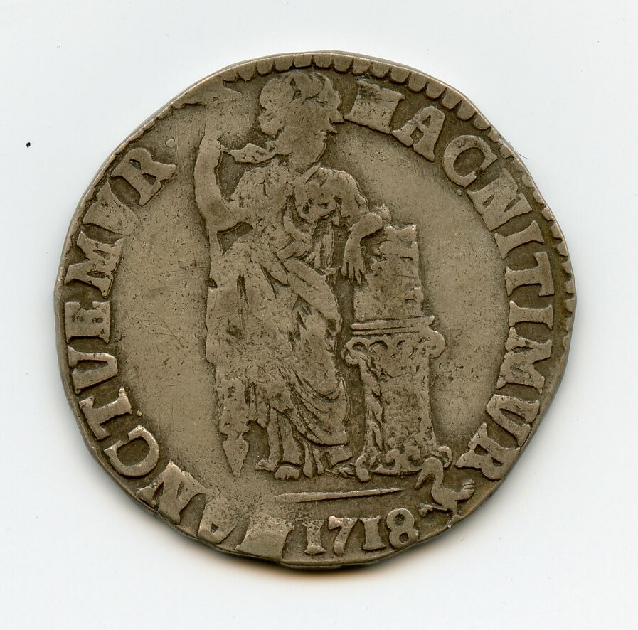Silbermünze 1 Gulden 1718 (Drilandmuseum CC BY-NC-SA)