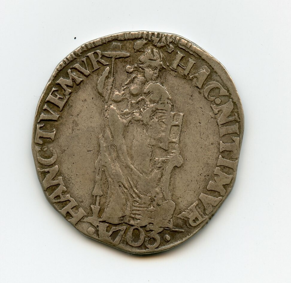 Silbermünze 1 Gulden 1703 (Drilandmuseum CC BY-NC-SA)