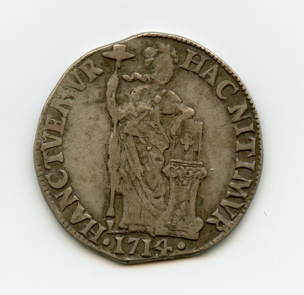 Silbermünze 1 Gulden 1714 (Drilandmuseum CC BY-NC-SA)