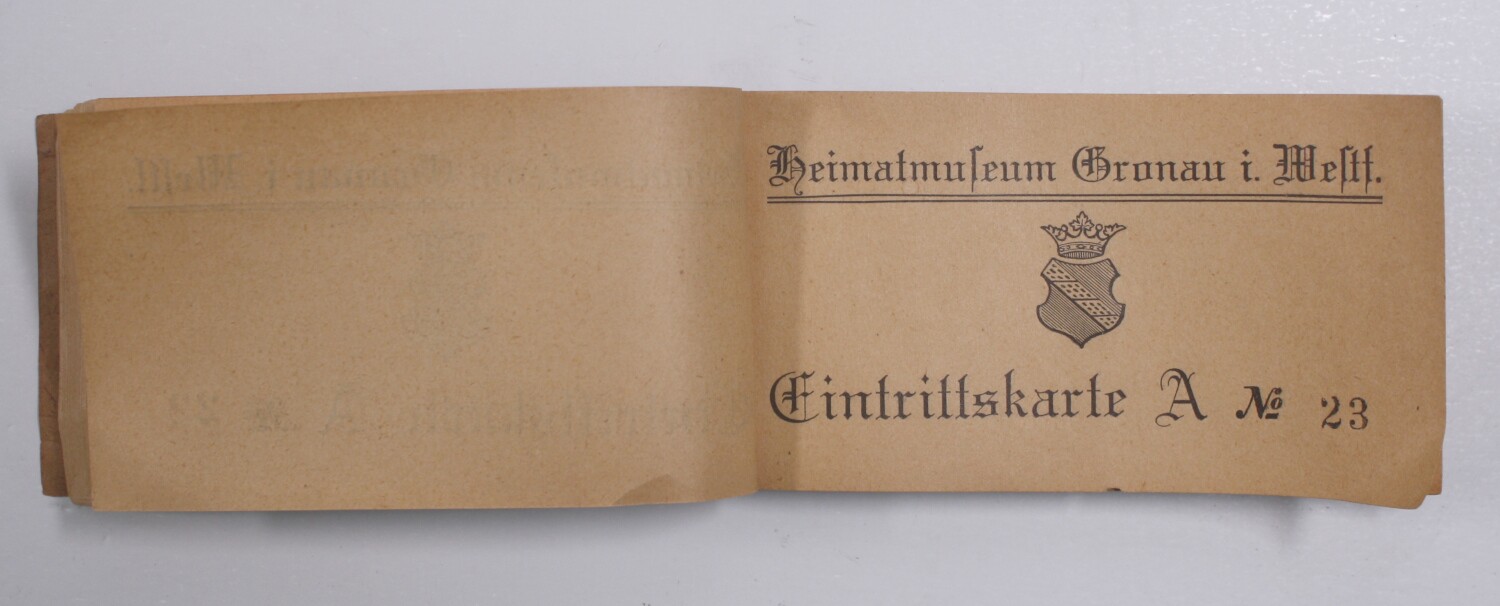 Abreißheft: Eintrittskarten Heimatmuseum Gronau (Drilandmuseum CC BY-NC-SA)