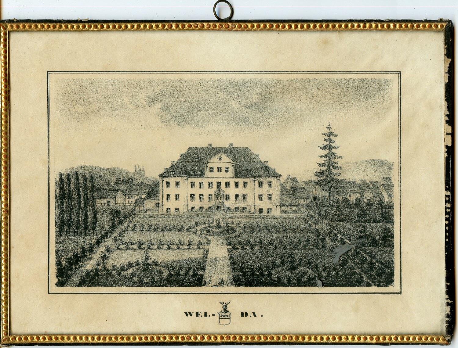 Lithographie: Schloss Welda (Drilandmuseum CC BY-NC-SA)