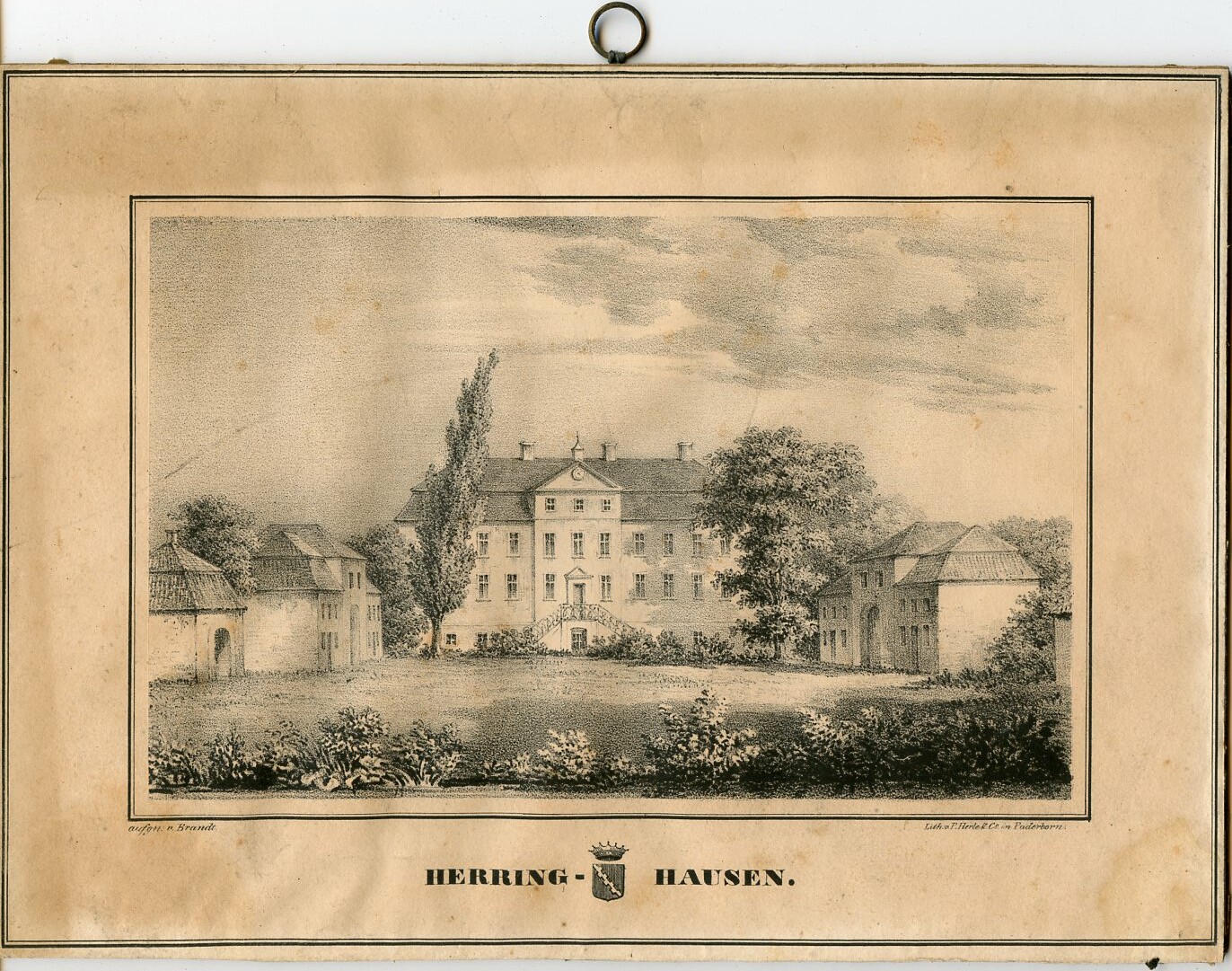 Lithographie: Schloss Herringhausen (Drilandmuseum CC BY-NC-SA)