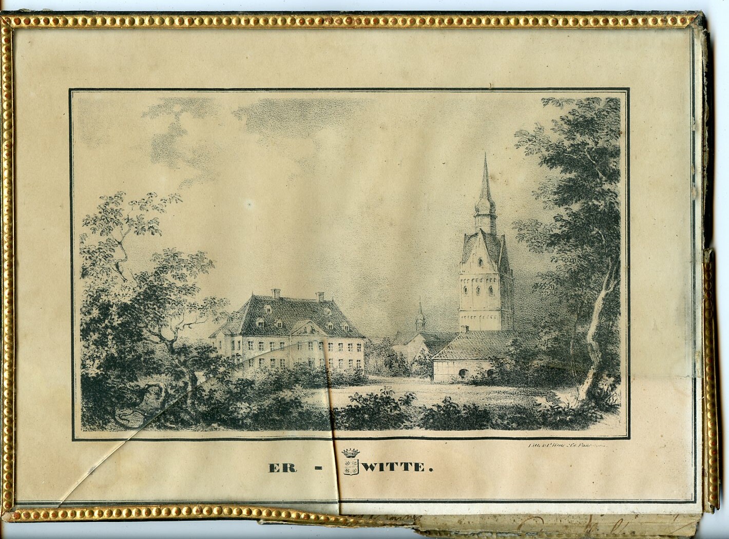 Lithographie: Ansicht der Stadt Erwitte (Drilandmuseum CC BY-NC-SA)