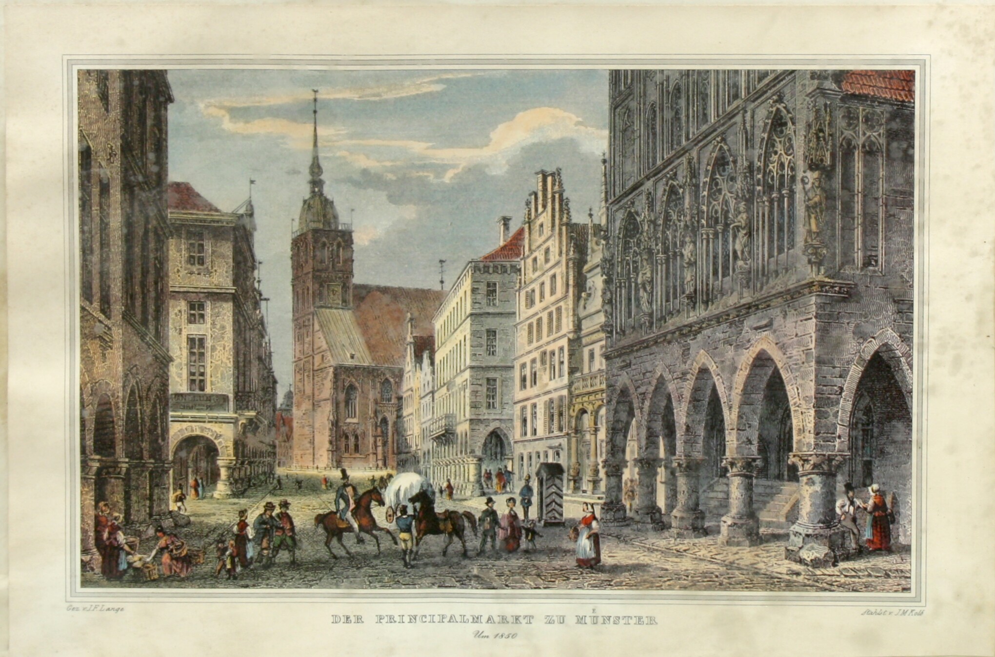 Druck: "Der Prinzipalmarkt zu Münster" (Drilandmuseum CC BY-NC-SA)