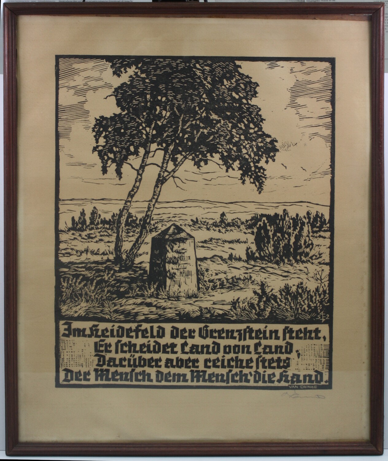 Wandbild: "Grenzstein im Heidefeld" (Drilandmuseum CC BY-NC-SA)