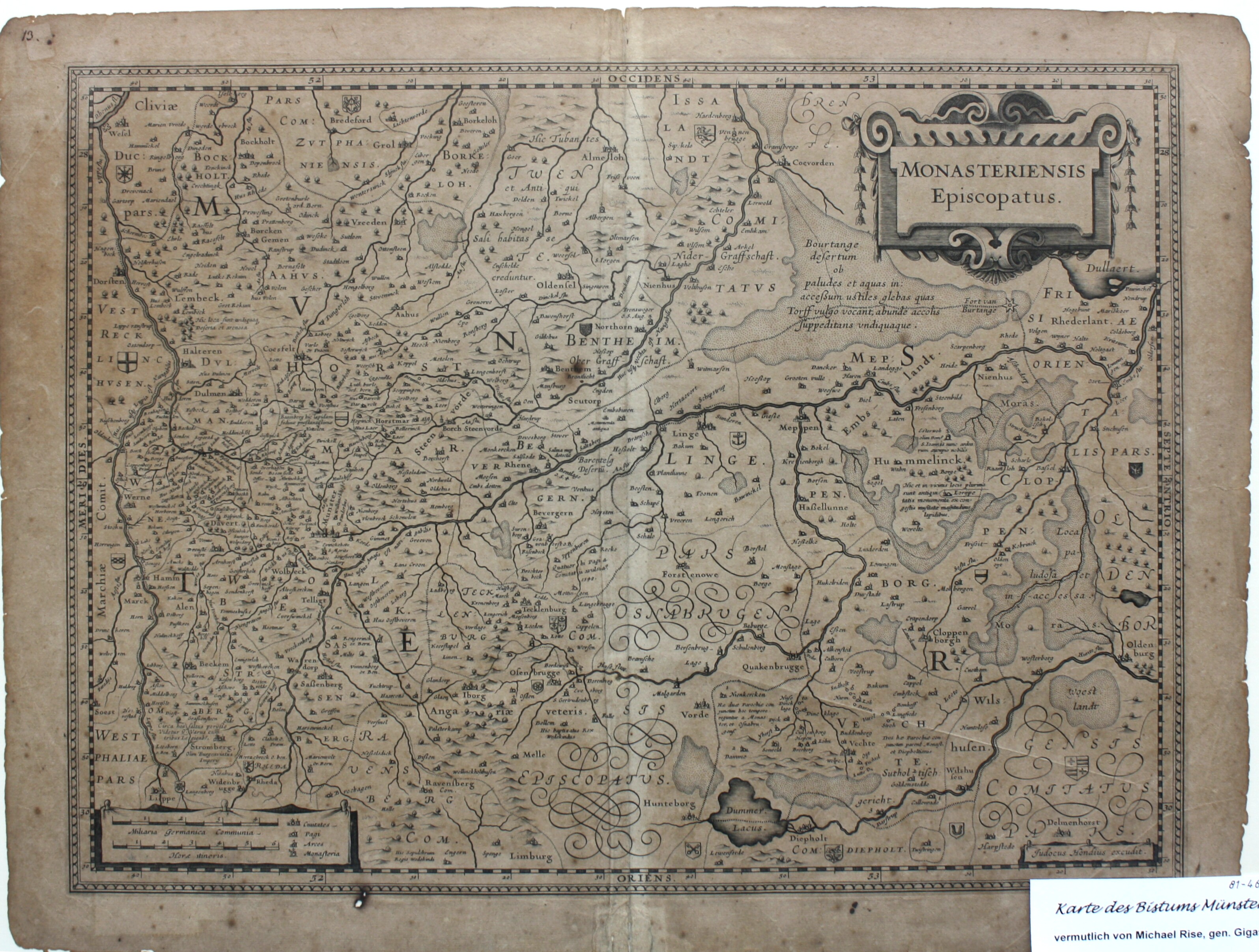 Landkarte: Karte des Bistums Münster (Drilandmuseum CC BY-NC-SA)