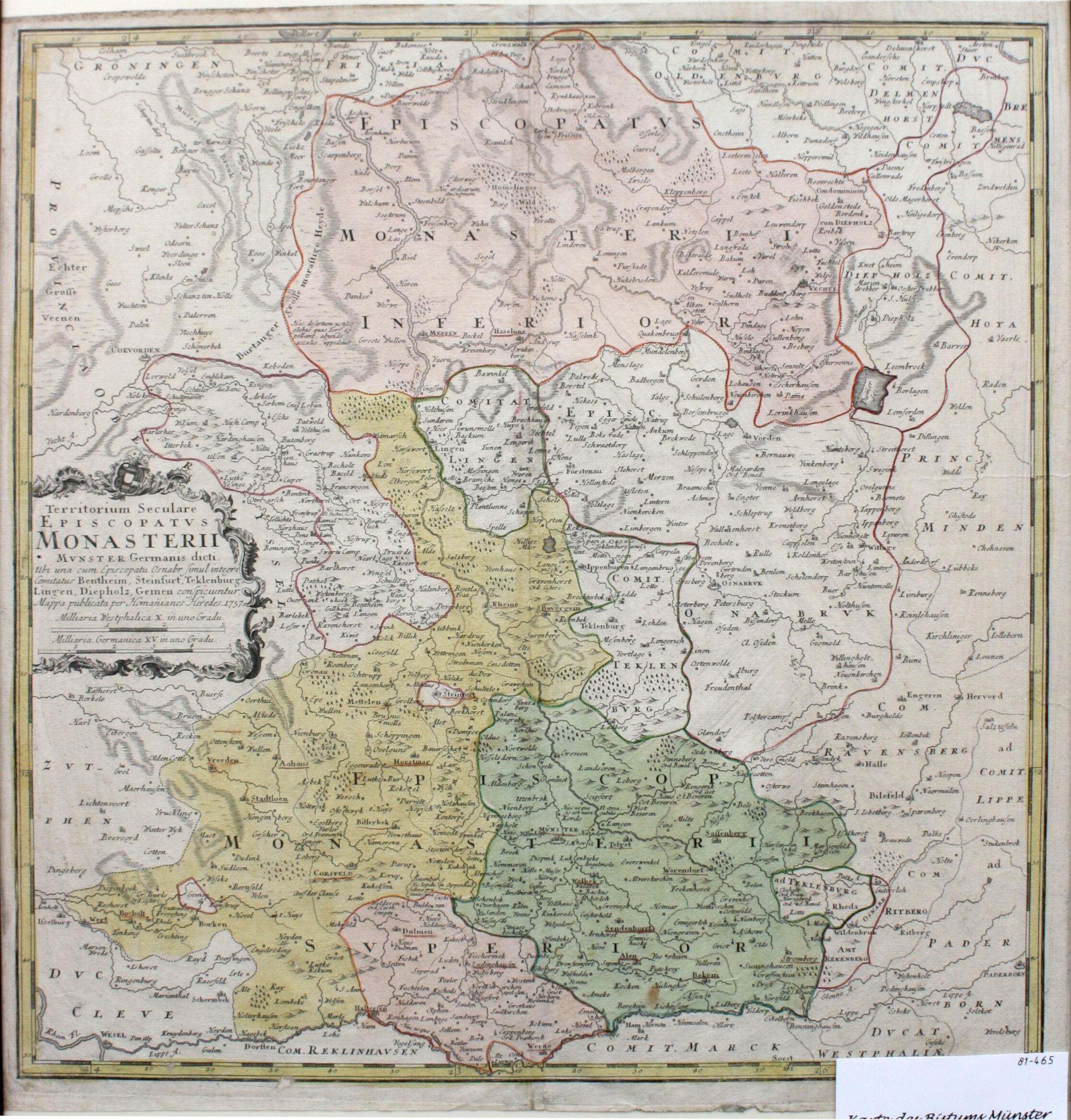 Landkarte: Karte des Bistums Münster (Drilandmuseum CC BY-NC-SA)