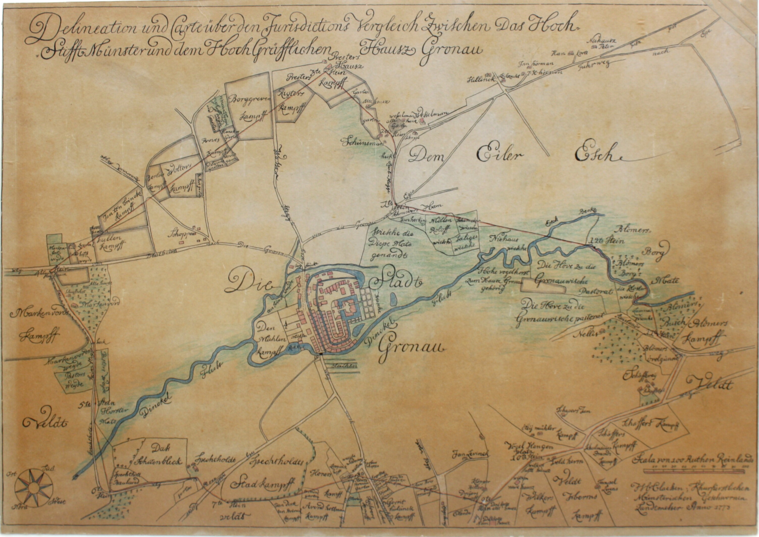 Landkarte: Die Stadt Gronau (Drilandmuseum CC BY-NC-SA)