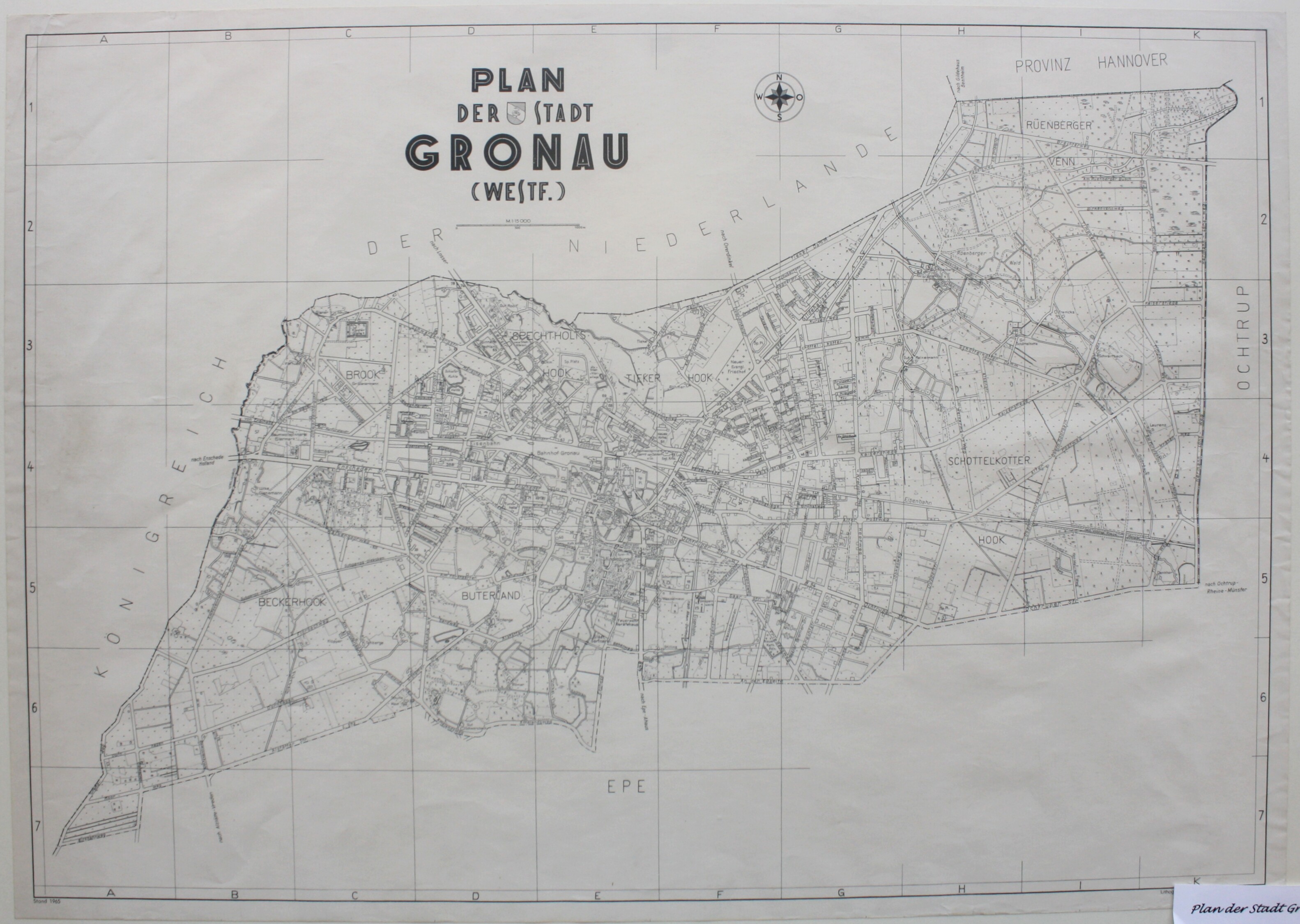 Landkarte: "Plan der Stadt Gronau (Westf.)" (Drilandmuseum CC BY-NC-SA)