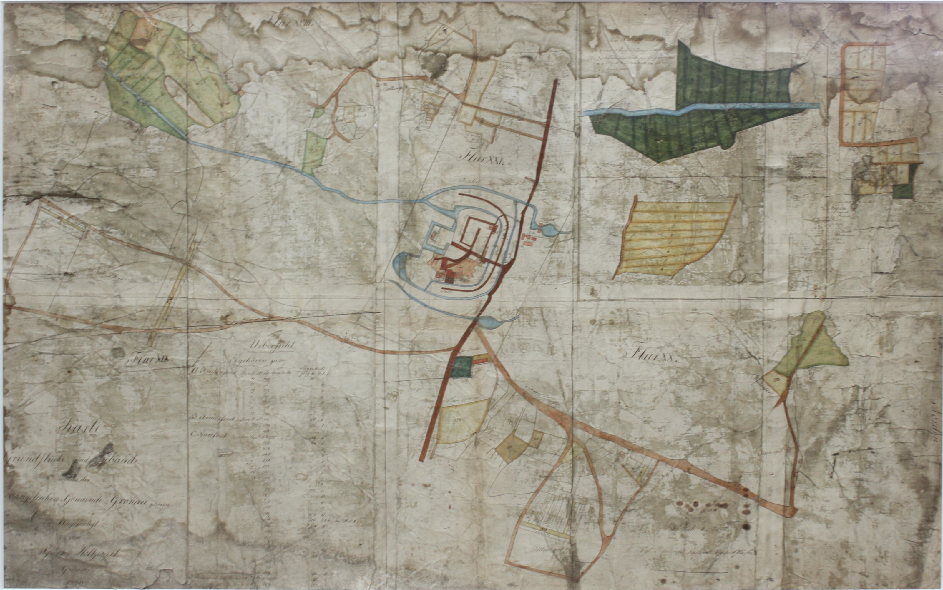 Flurkarte über die Grundstücke und Gebäude der evangelischen Gemeinde Gronau (Drilandmuseum CC BY-NC-SA)
