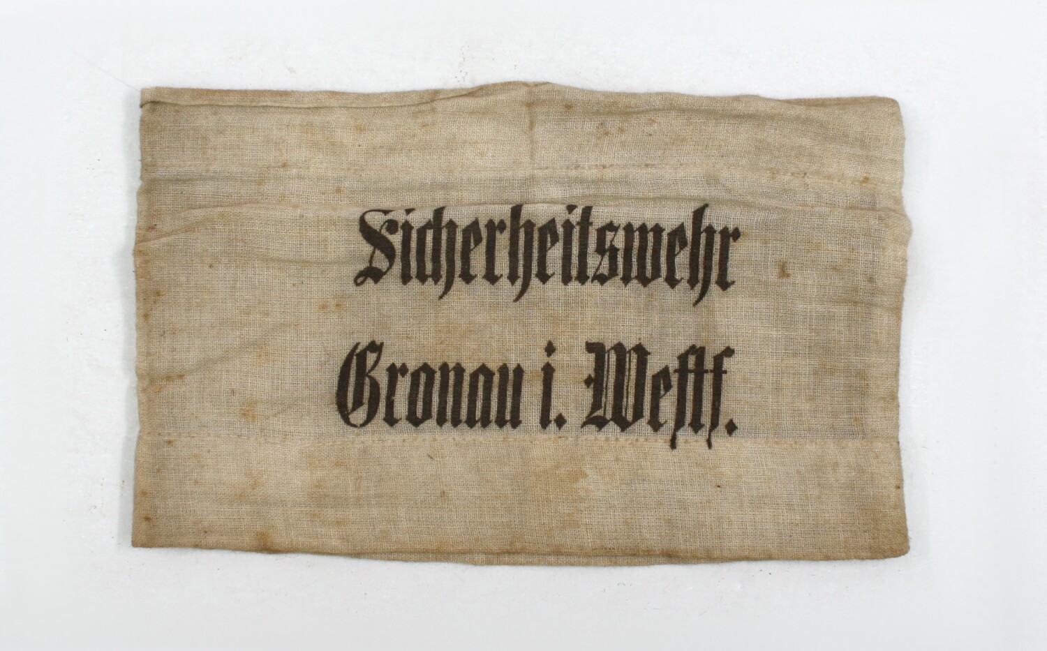 Armbinde: "Sicherheitswehr Gronau i. Westf." (Drilandmuseum CC BY-NC-SA)
