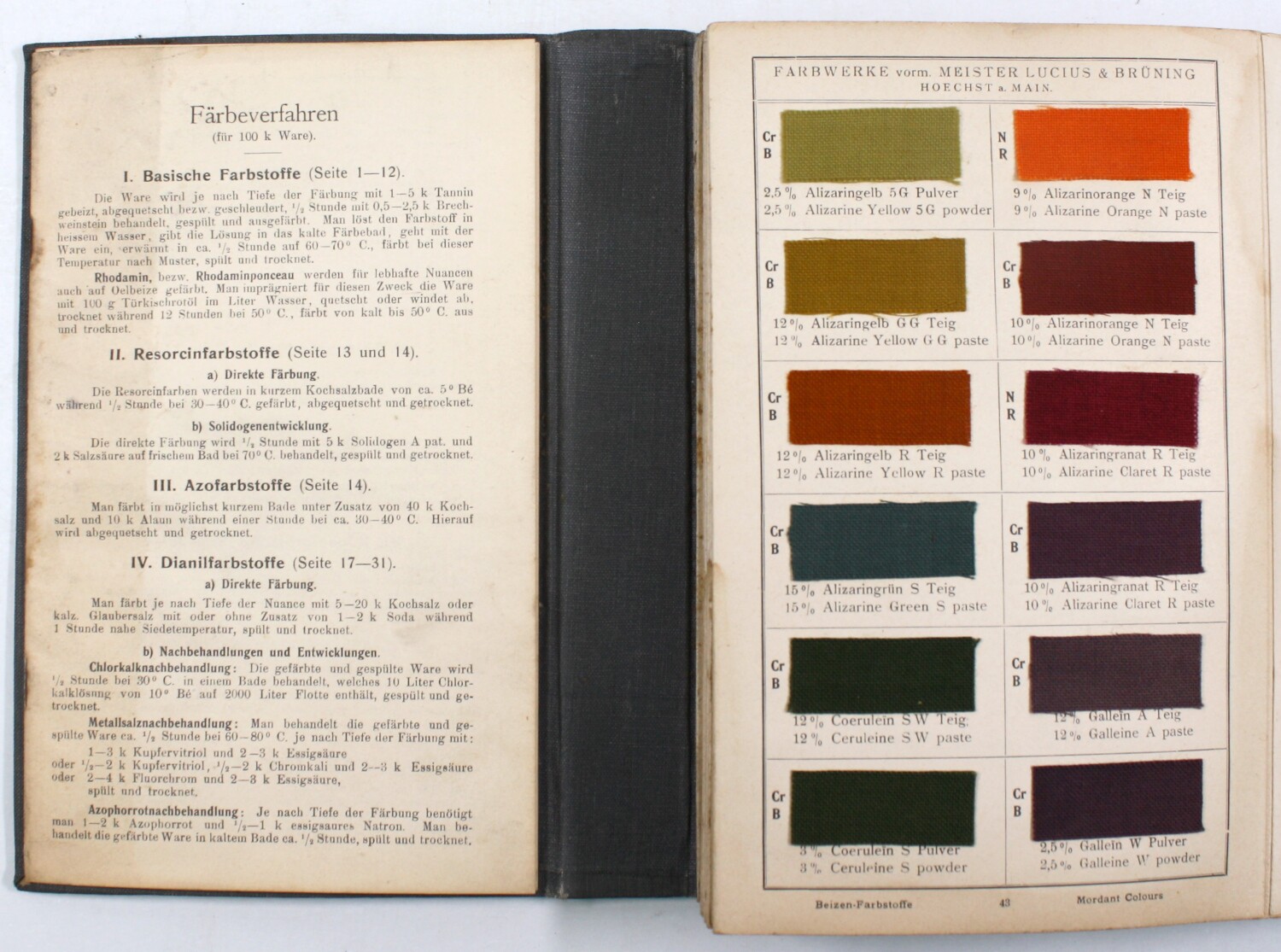 Musterbuch: Baumwollfarbstoffe (Drilandmuseum CC BY-NC-SA)