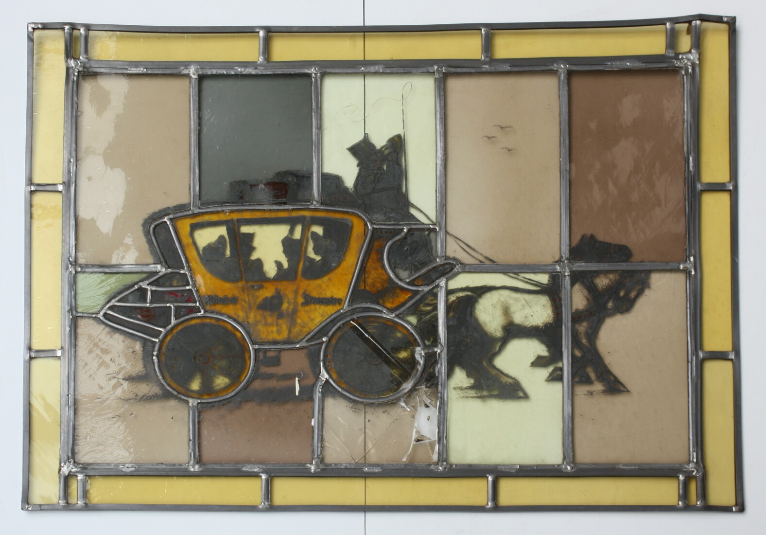 Bleiglasfenster: Postillion (Drilandmuseum CC BY-NC-SA)