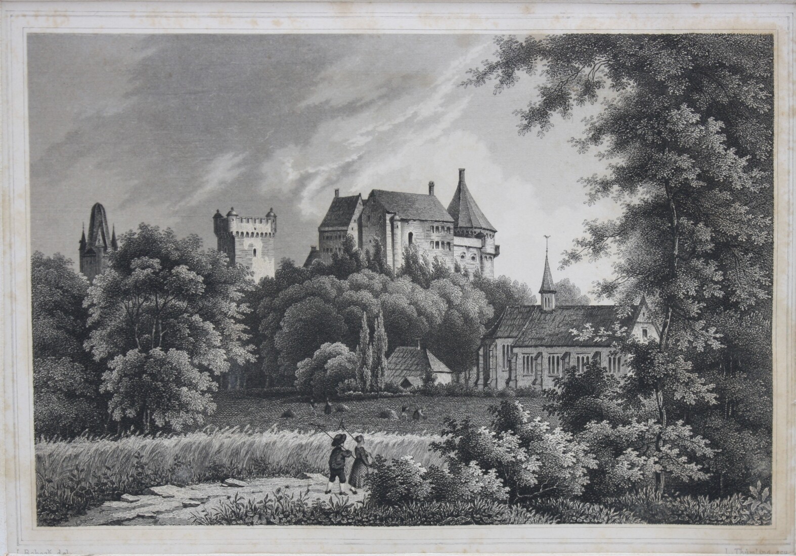 Stahlstich: Das Fürstliche Schloss Bentheim (Drilandmuseum CC BY-NC-SA)