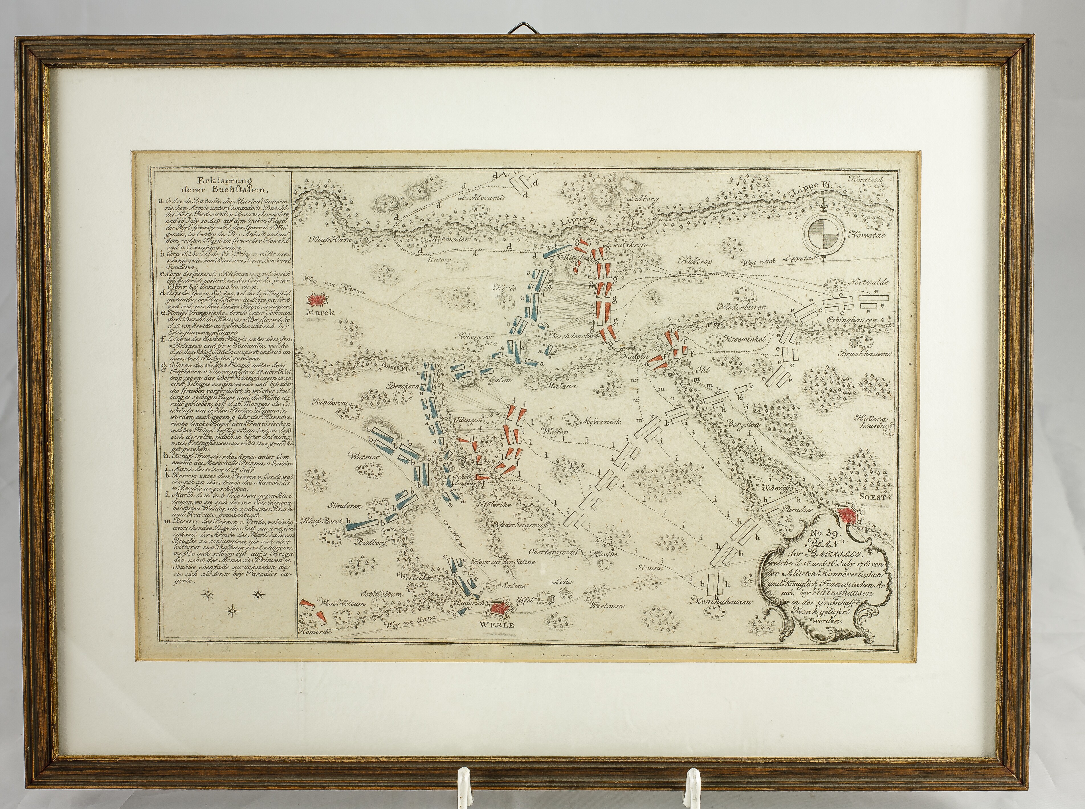 Kupferstich: N. N.: Karte des Gefechts bei Vellinghausen im Juli 1761 (Stadtmuseum Lippstadt RR-F)