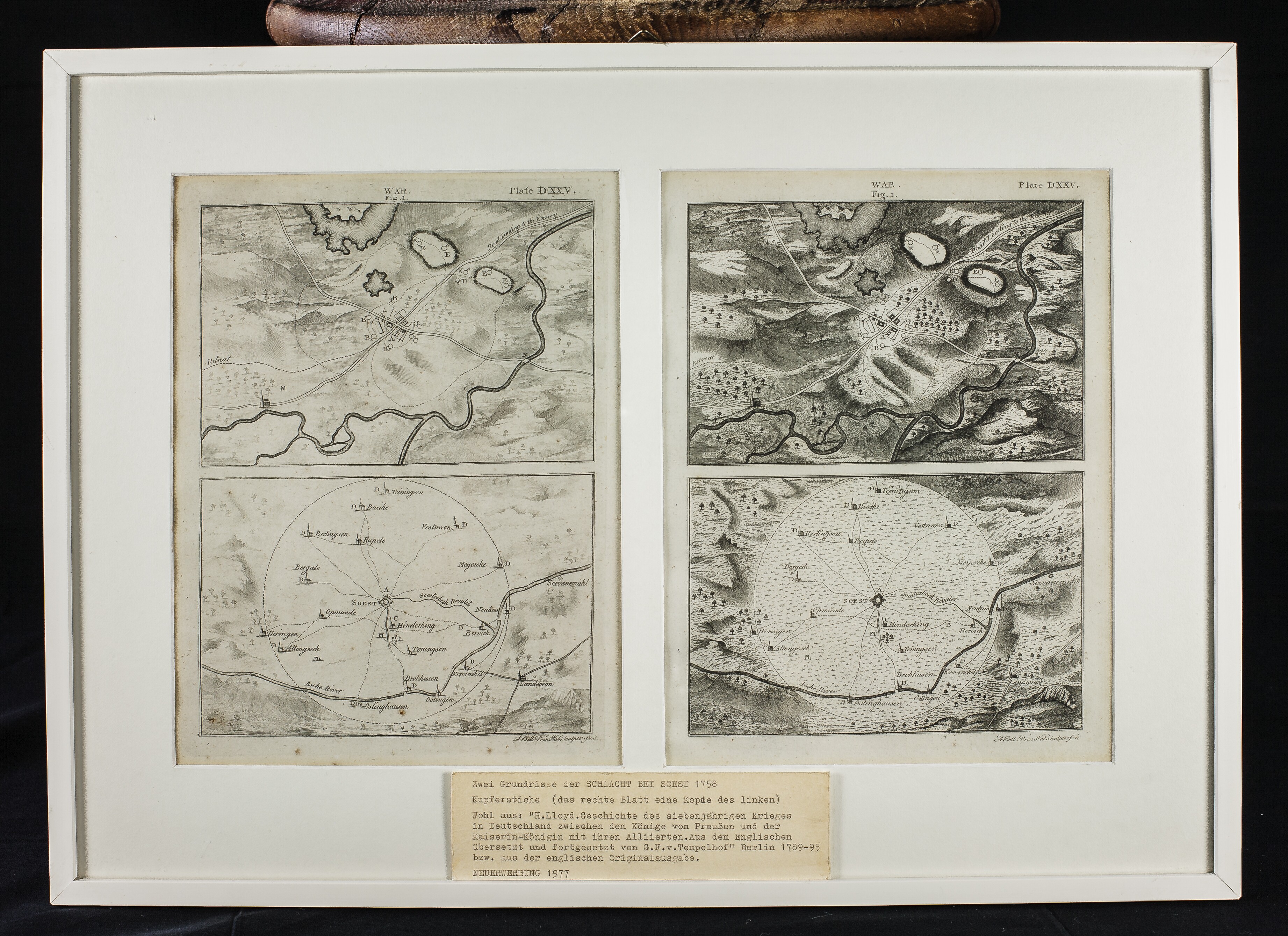 Kupferstich von Andrew Bell: Karten von Soest und Umgebung während der Schlacht bei Soest 1758 (Stadtmuseum Lippstadt RR-F)