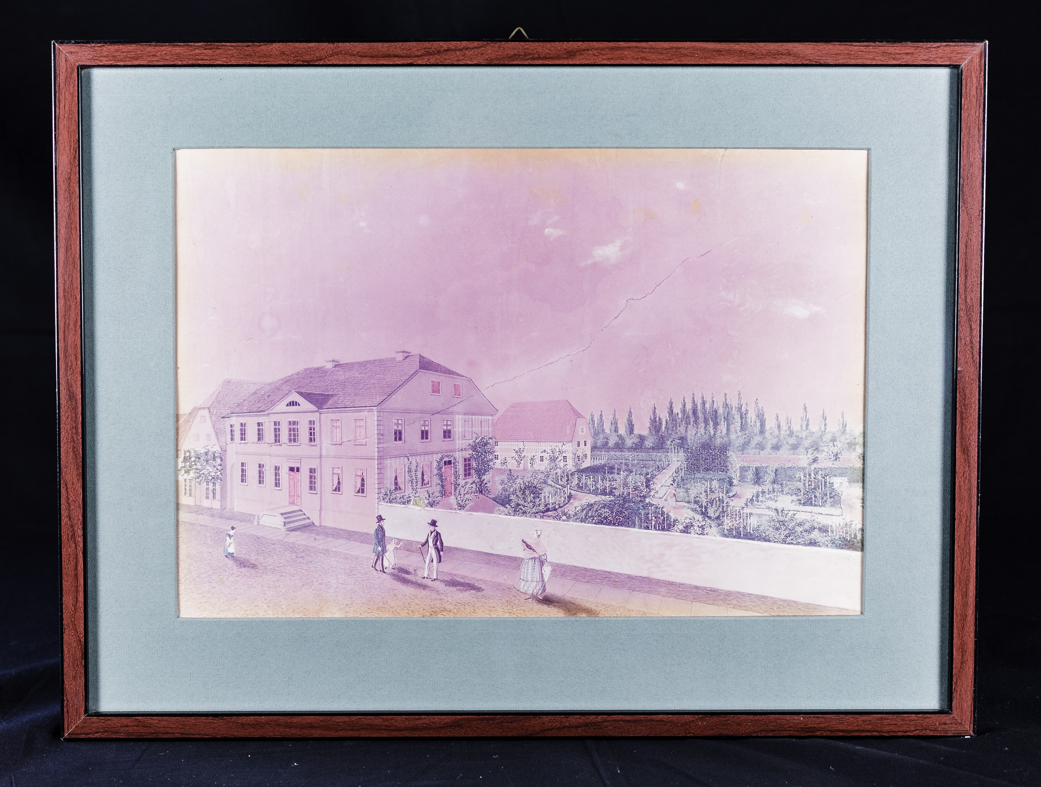Fotoreproduktion einer Gouache von Johann F. W. Lorenz: Ansicht von Haus Epping an der Marktsstraße in Lippstadt (Stadtmuseum Lippstadt RR-F)