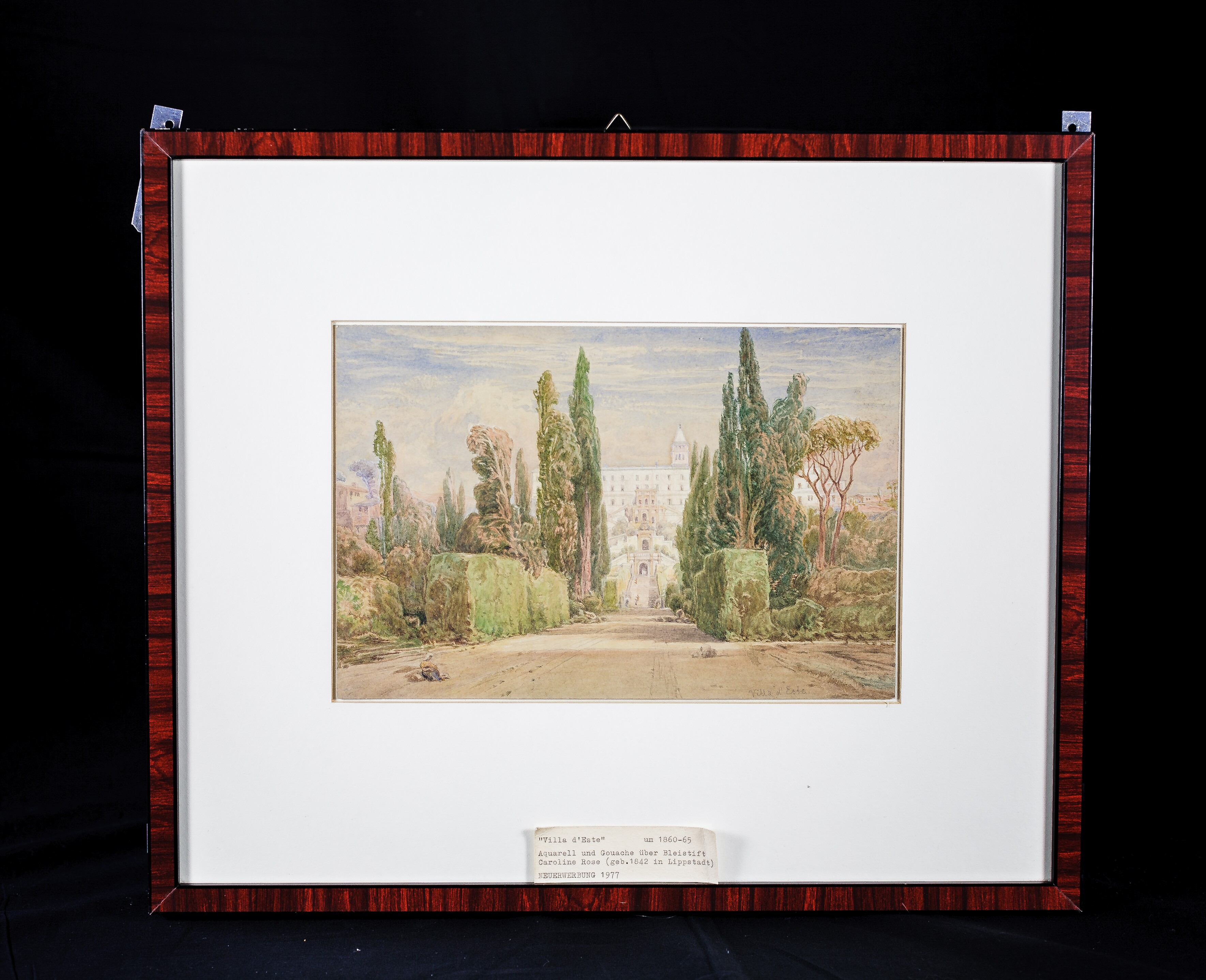 Gouache/Aquarell von P./C. Rose: Ansicht der Villa d'Este (Italien) (Stadtmuseum Lippstadt RR-F)