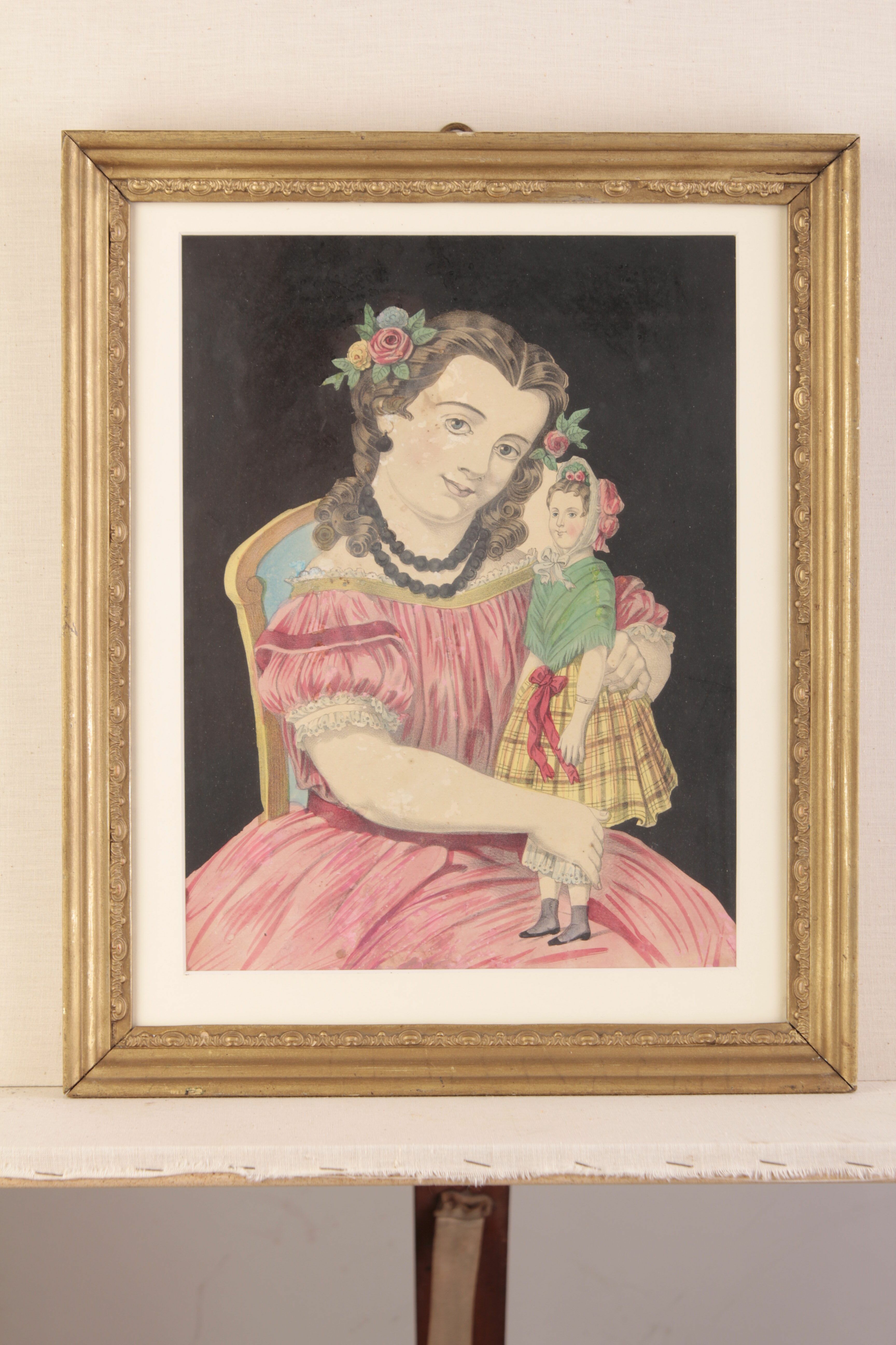 Gouache: N. N.: Portrait eines sitzenden Mädchens mit Puppe (Stadtmuseum Lippstadt RR-F)