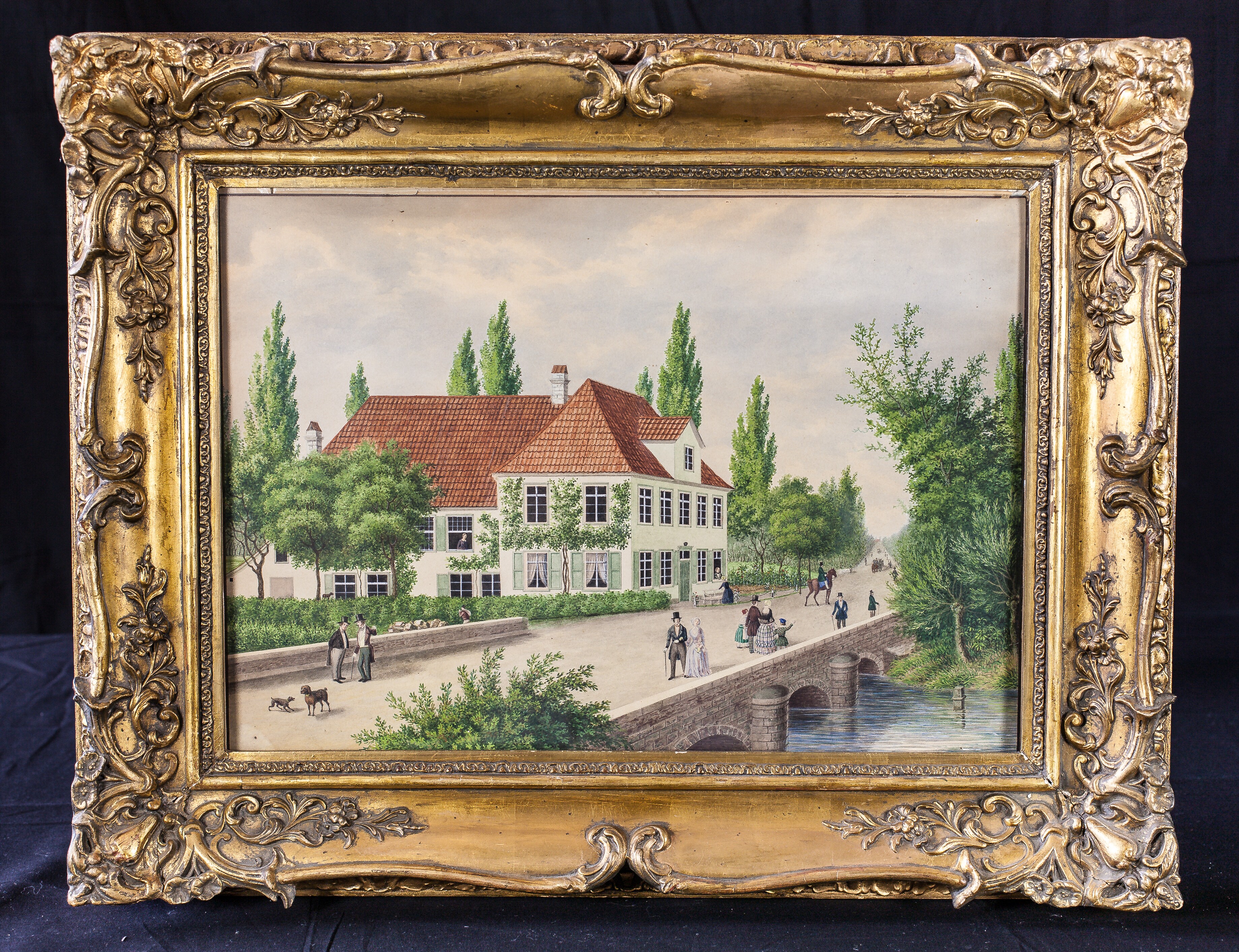 Gouache/Aquarell: N. N.: Lippstädter Stadtansicht mit Blick auf Anwesen des Amtmanns Krueger (Stadtmuseum Lippstadt RR-F)