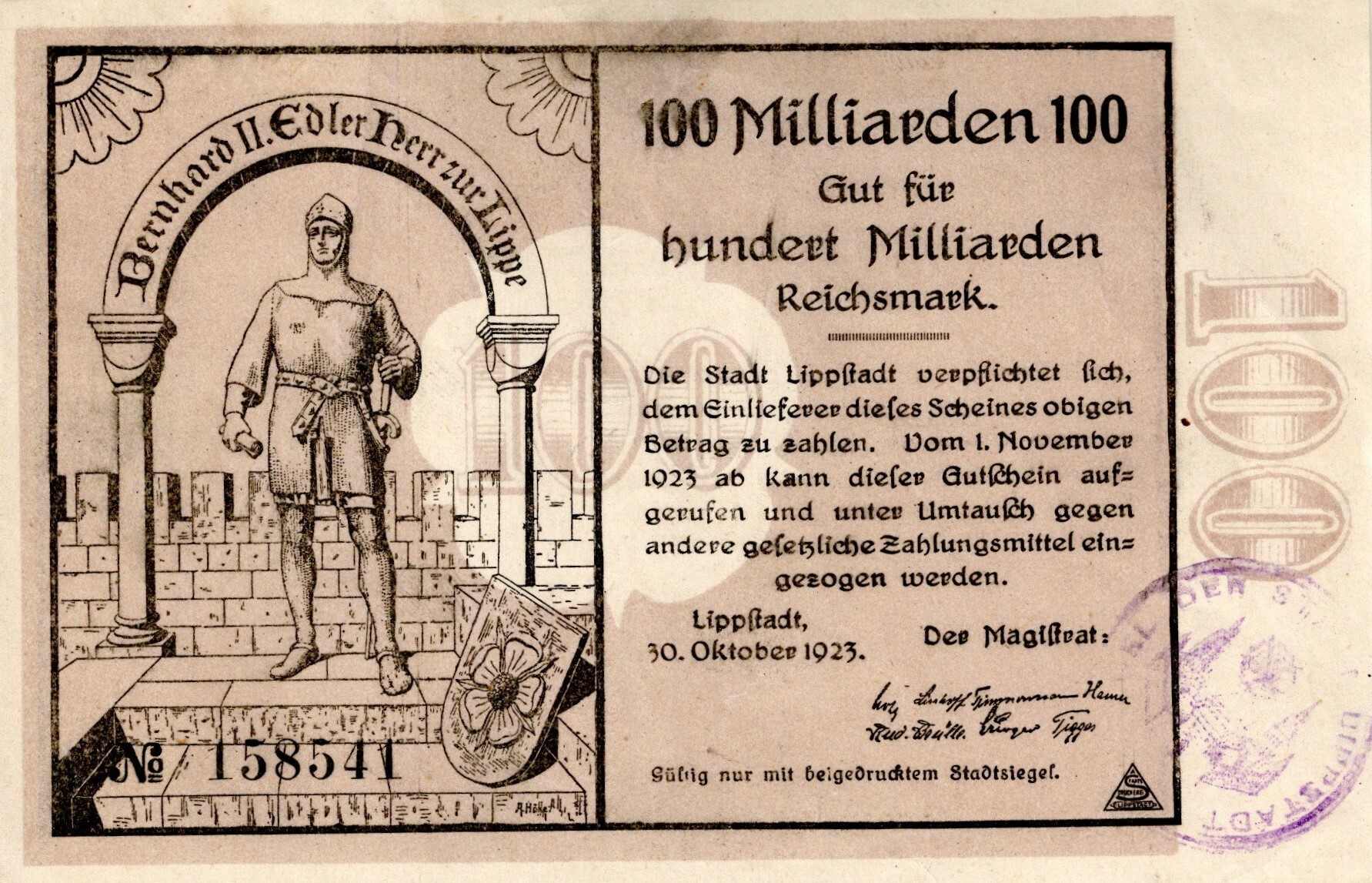 100 Milliarden (Stadtmuseum Lippstadt RR-F)