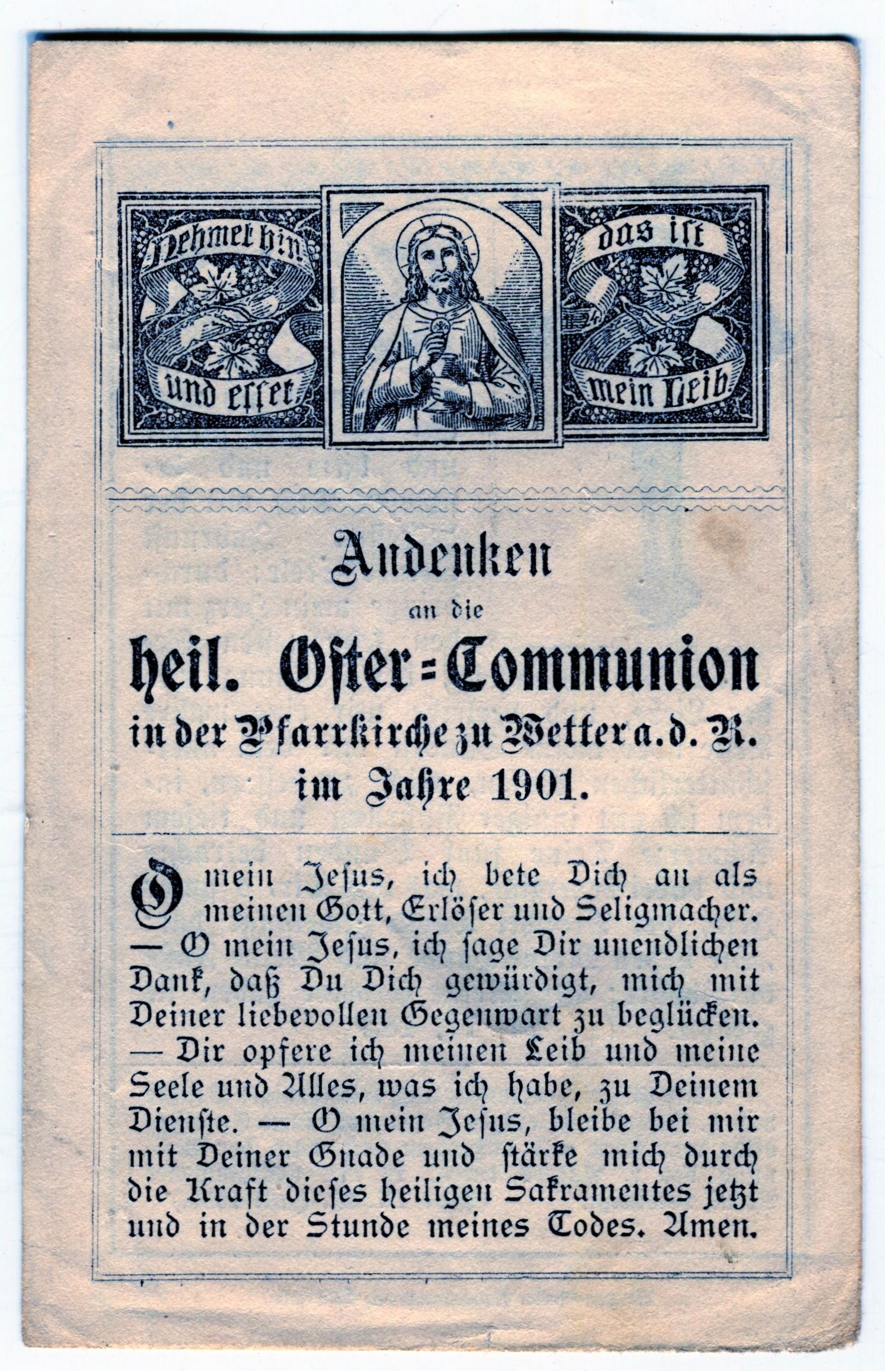 Andenken an die hl. Oster-Communion Wetter a.d. R. 1901 (Stadtmuseum Lippstadt RR-F)