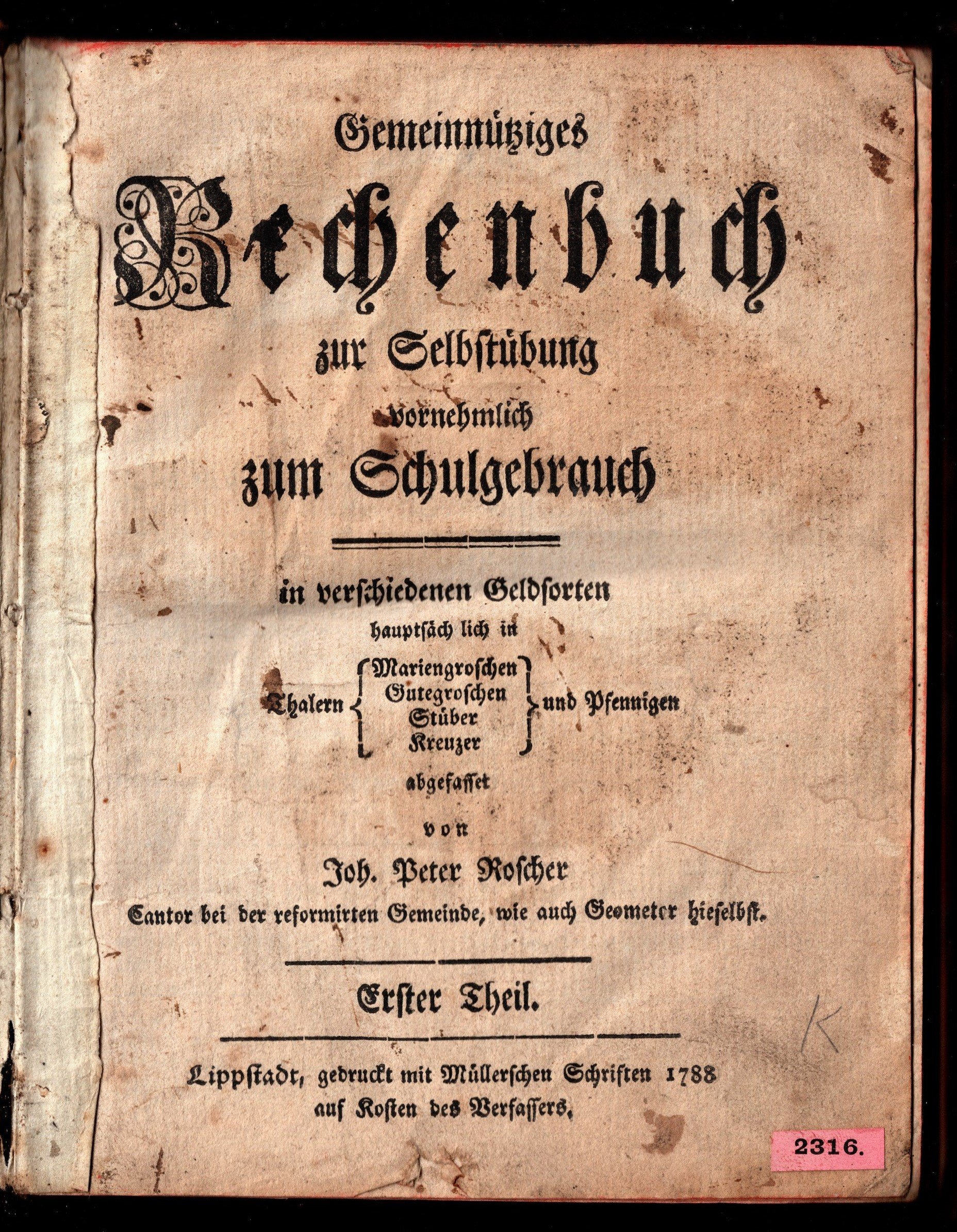 Gemeinnütziges Rechenbuch (Stadtmuseum Lippstadt RR-F)