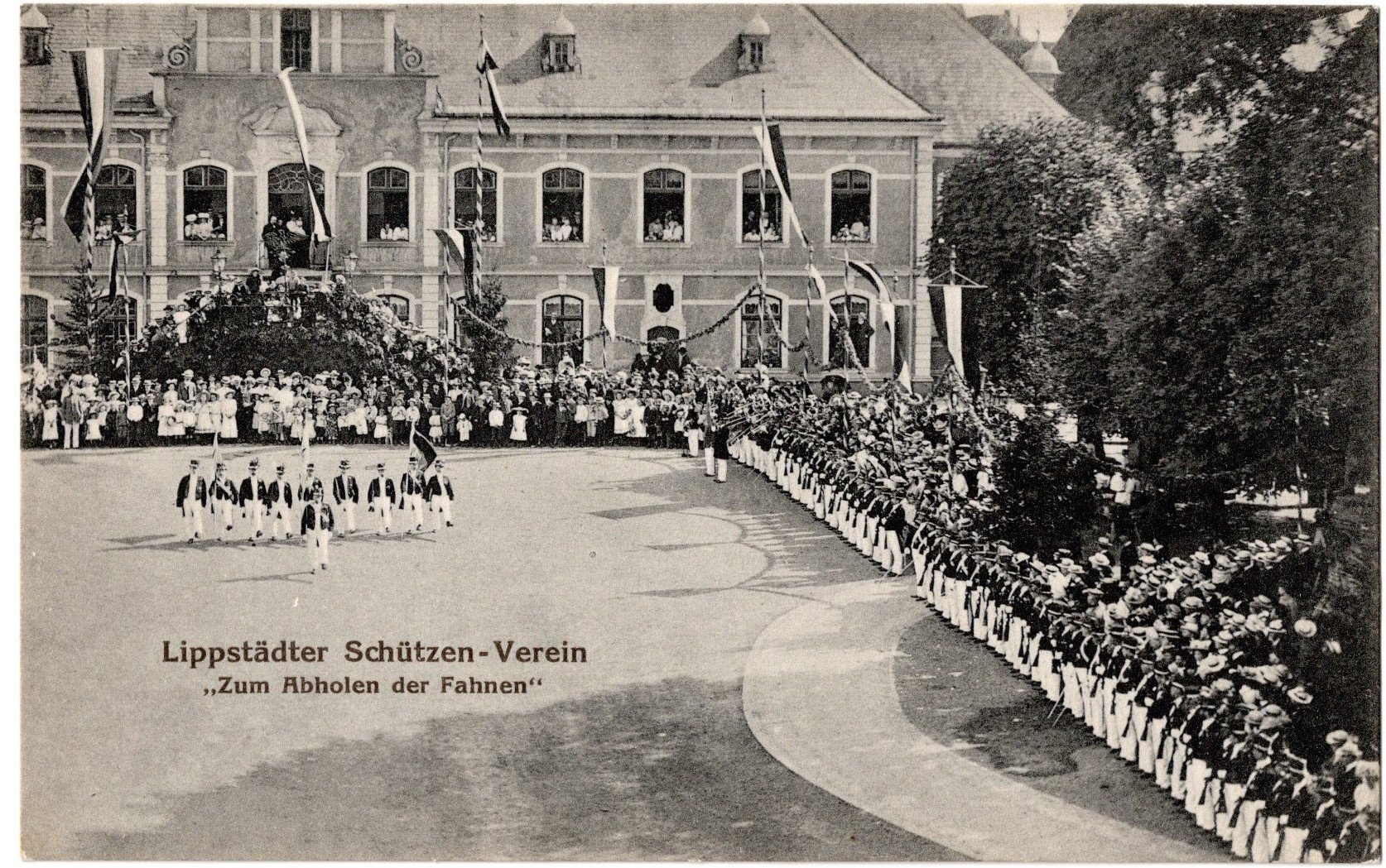 Postkarte : Lippstädter Schützenverein Zum Abholen der Fahnen (Stadtmuseum Lippstadt RR-F)