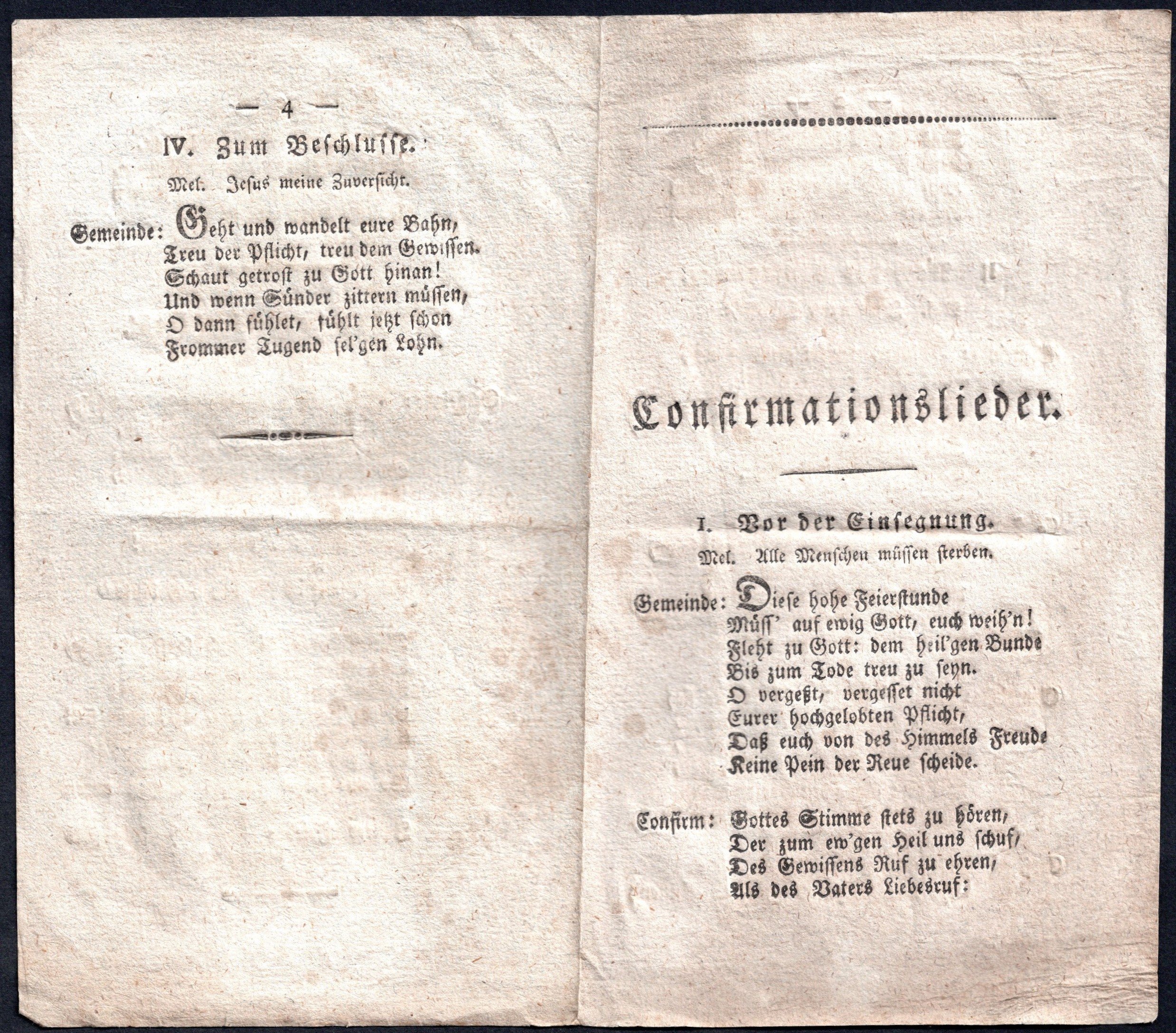 Faltblatt : Confirmationslieder (Stadtmuseum Lippstadt RR-F)