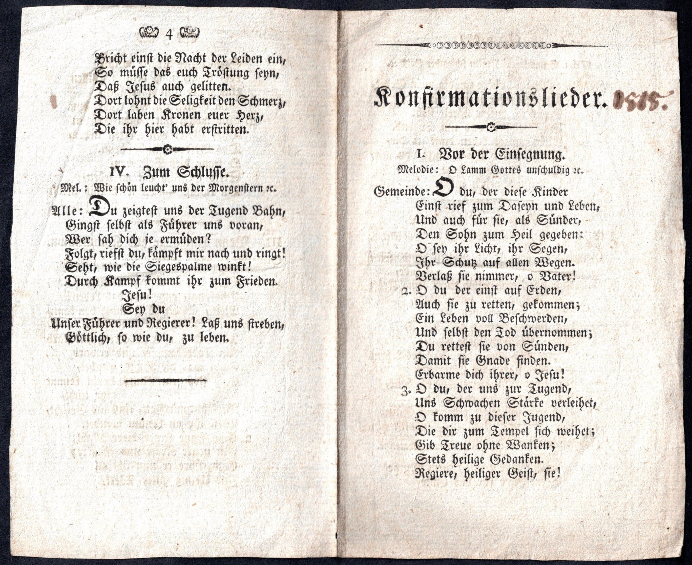 Faltblatt : Konfirmationslieder (Stadtmuseum Lippstadt RR-F)