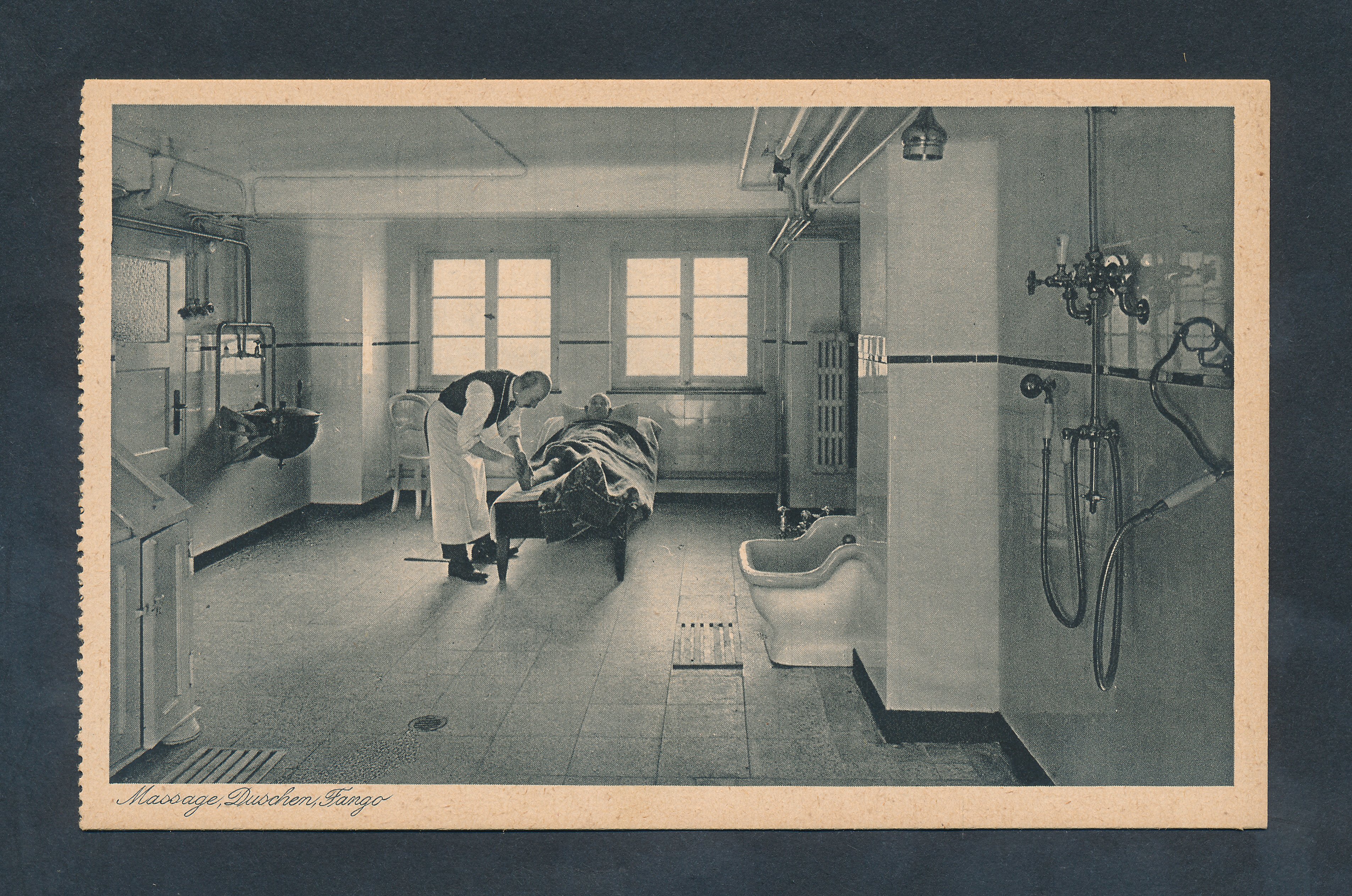 Ansichtskarte: Dreifaltigkeits - Hospital Lippstadt Massage, Dusche, Fango (Stadtmuseum Lippstadt CC BY-NC-SA)