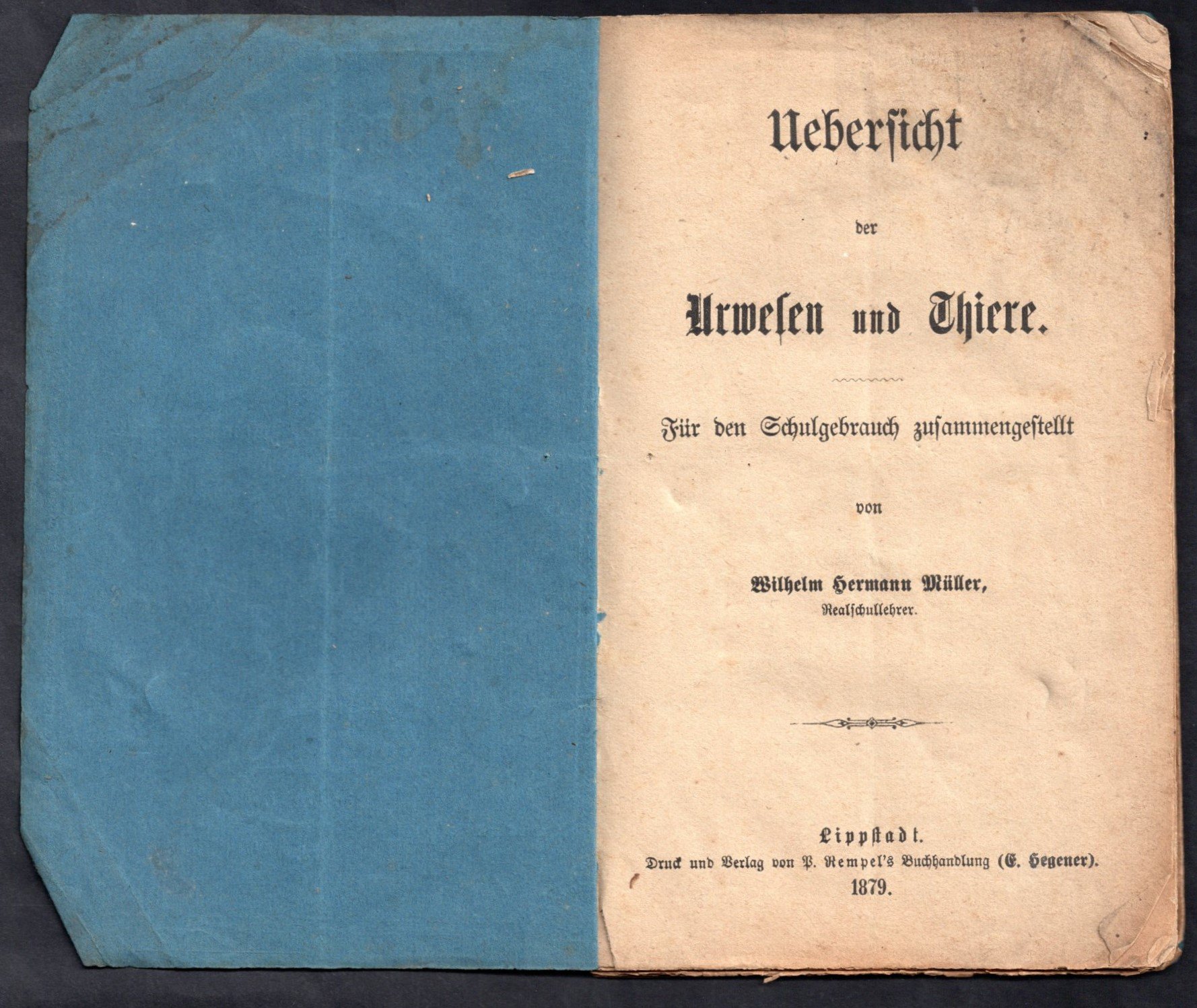 Broschüre: Uebersicht der Urwesen und Thiere; Wilhelm Hermann Müller 1879 (Stadtmuseum Lippstadt RR-F)