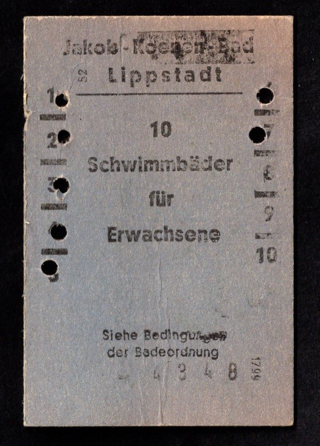 Eintrittskarte Jakob Koenen Bad (Stadtmuseum Lippstadt RR-F)