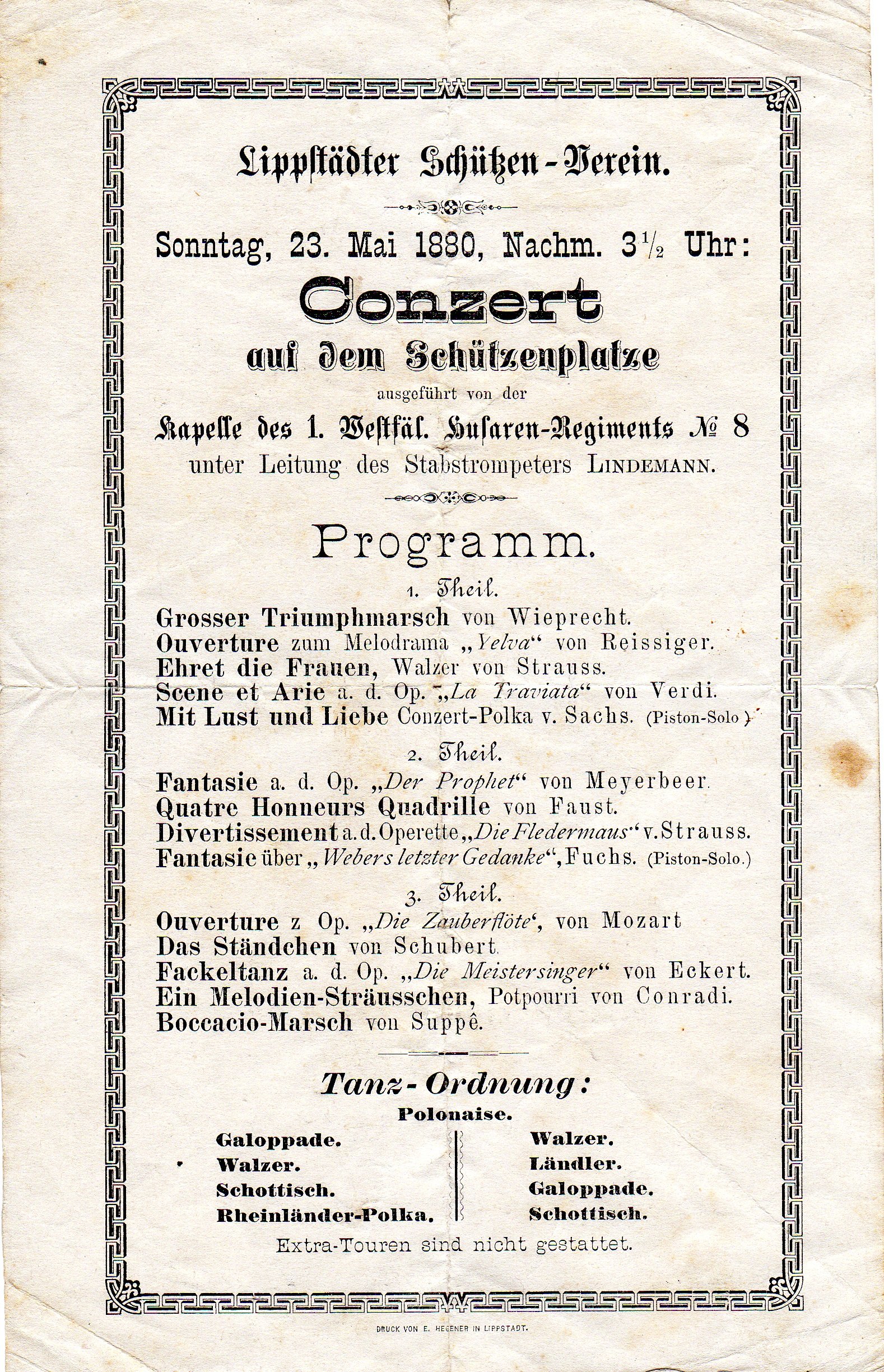 Plakat : Konzertbekanntmachung des Lippstädter Schützenvereins 1880 (Stadtmuseum Lippstadt CC BY-NC-ND)