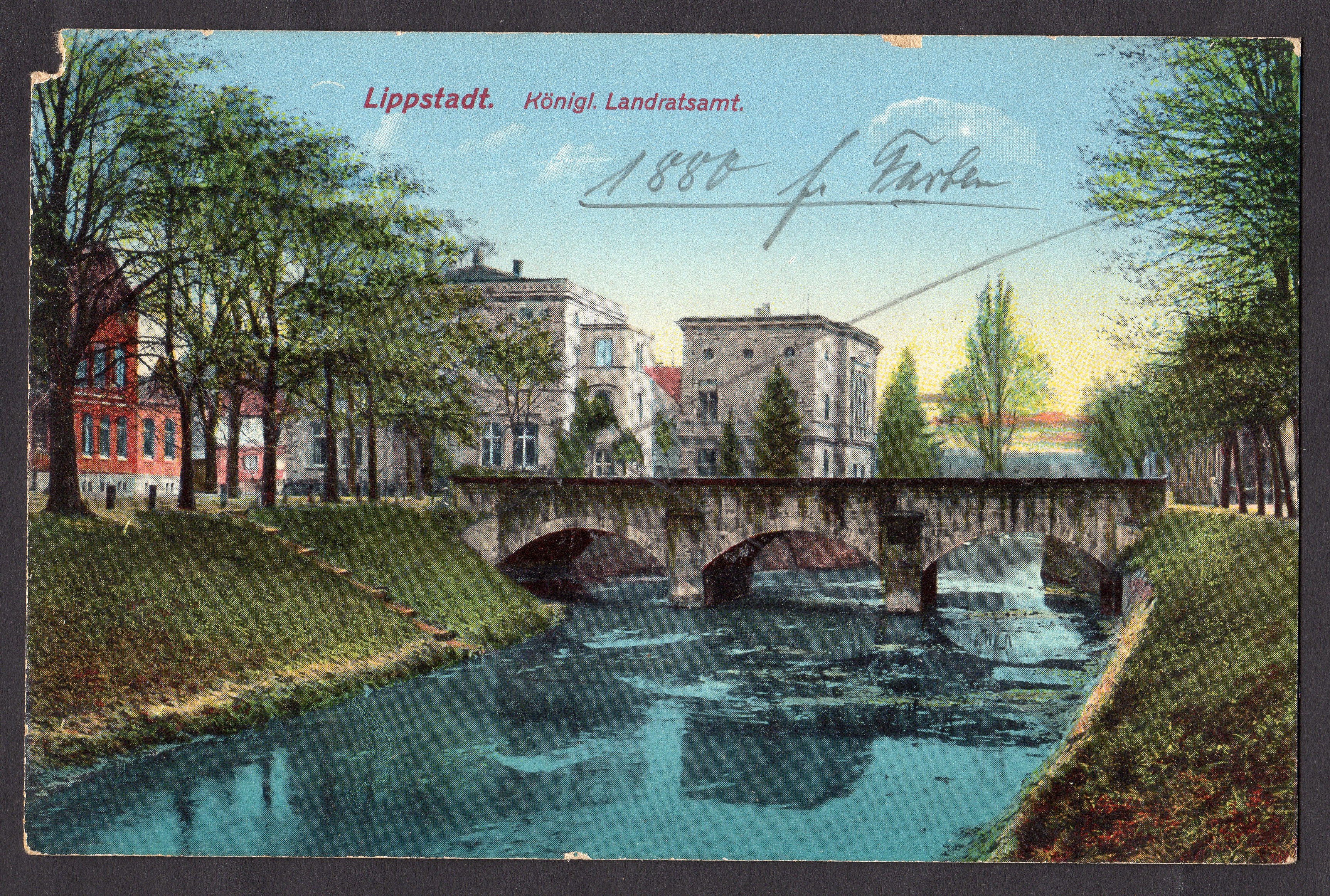 Postkarte Königliches Landratsamt (koloriert) (Stadtmuseum Lippstadt CC BY-NC-SA)