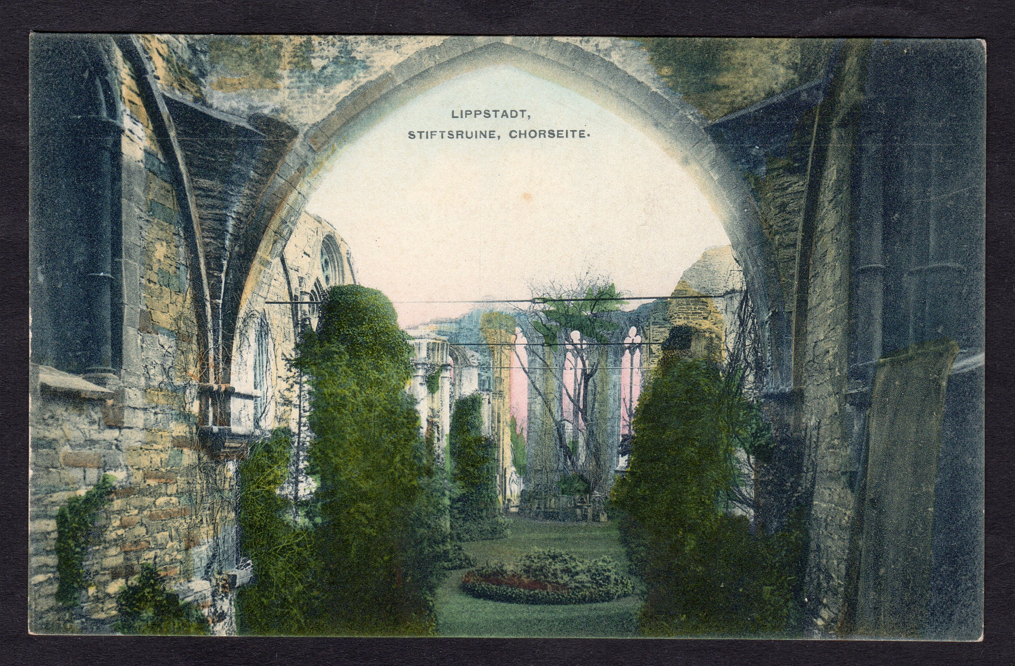 Postkarte Stiftsruine Chorseite (Stadtmuseum Lippstadt CC BY-NC-SA)