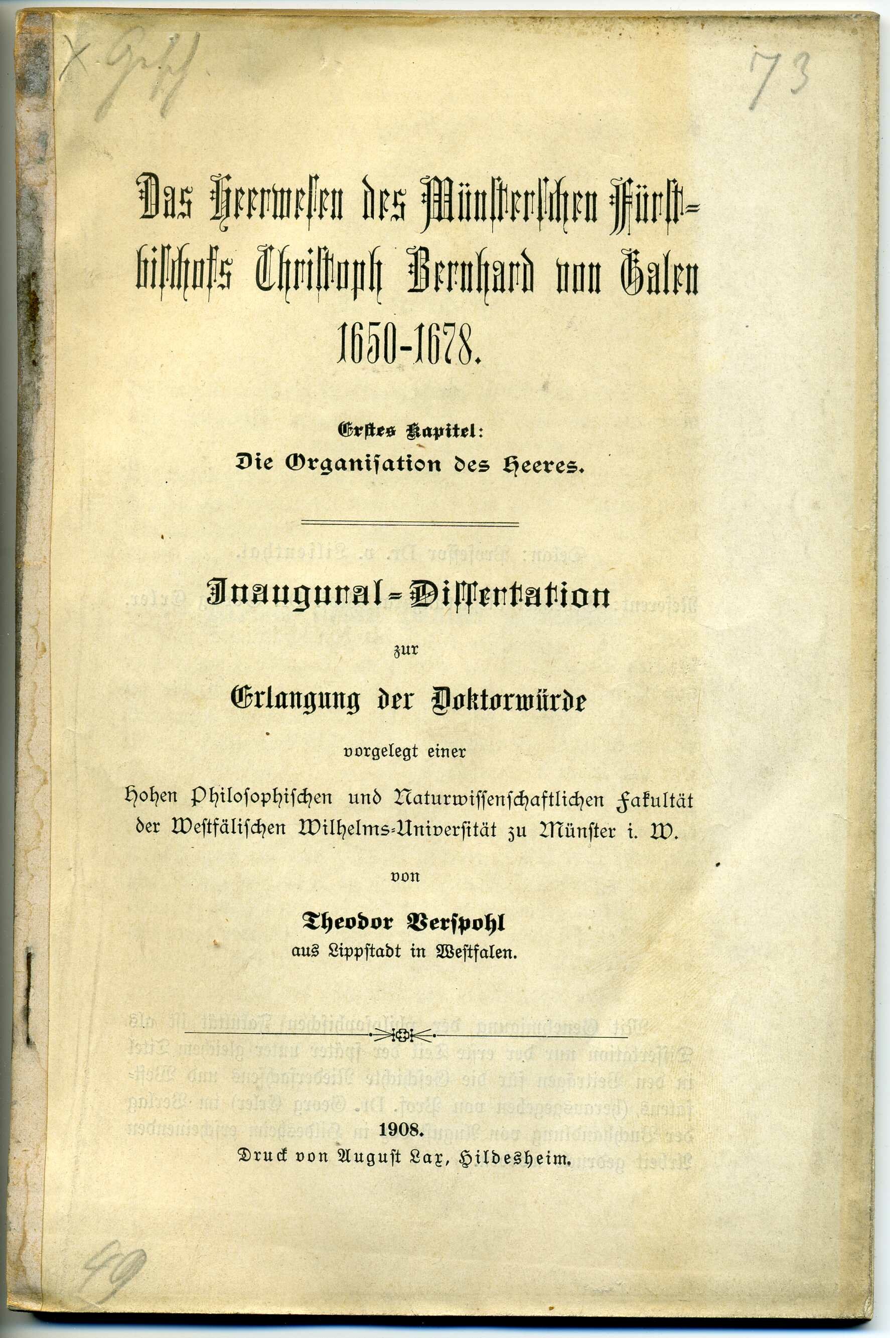 Dissertation Theodor Verspohl (Stadtmuseum Lippstadt RR-F)