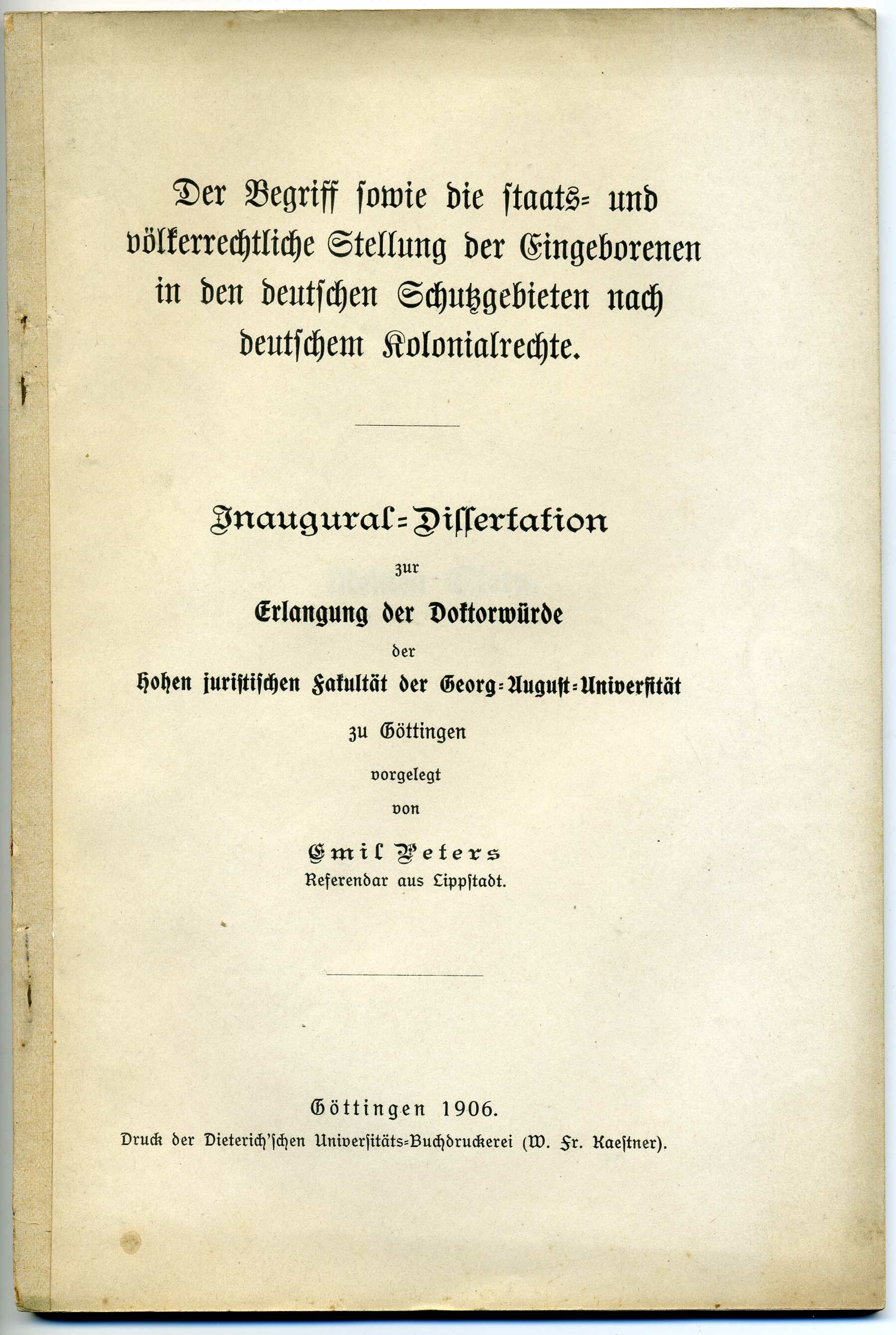 Dissertation Emil Peters (Stadtmuseum Lippstadt RR-F)