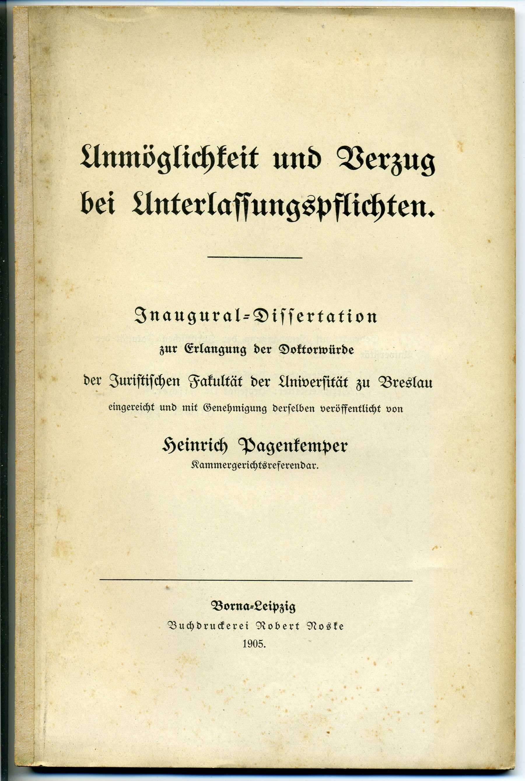 Dissertation Heinrich Pagenkemper (Stadtmuseum Lippstadt RR-F)