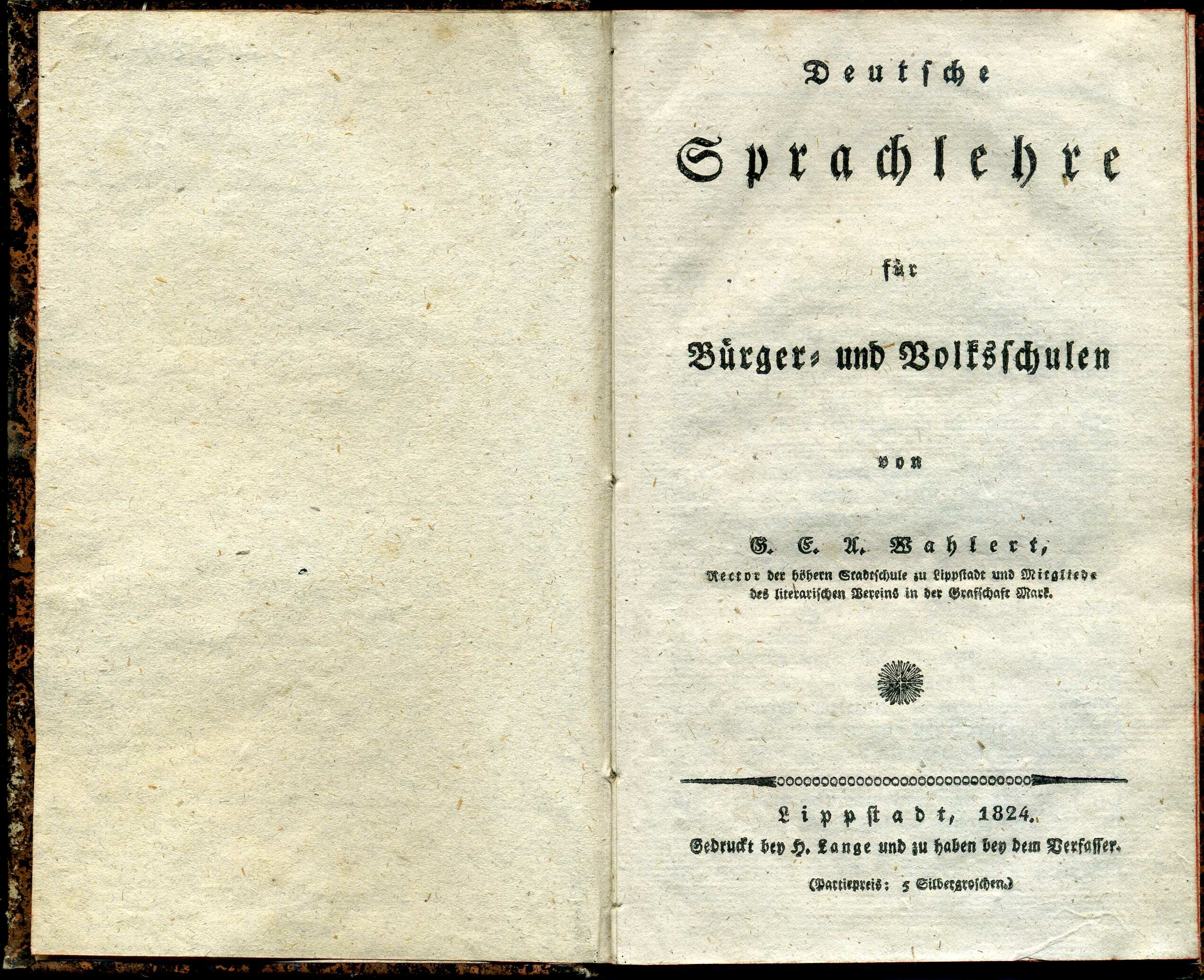 Deutsches Sprachlehrbuch von Georg Ernst Adam Wahlert (Stadtmuseum Lippstadt RR-F)