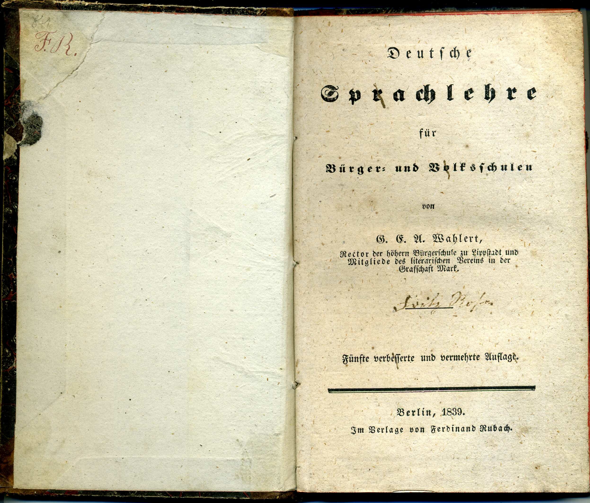 Lehrbuch der Deutschen Sprache (Stadtmuseum Lippstadt RR-F)
