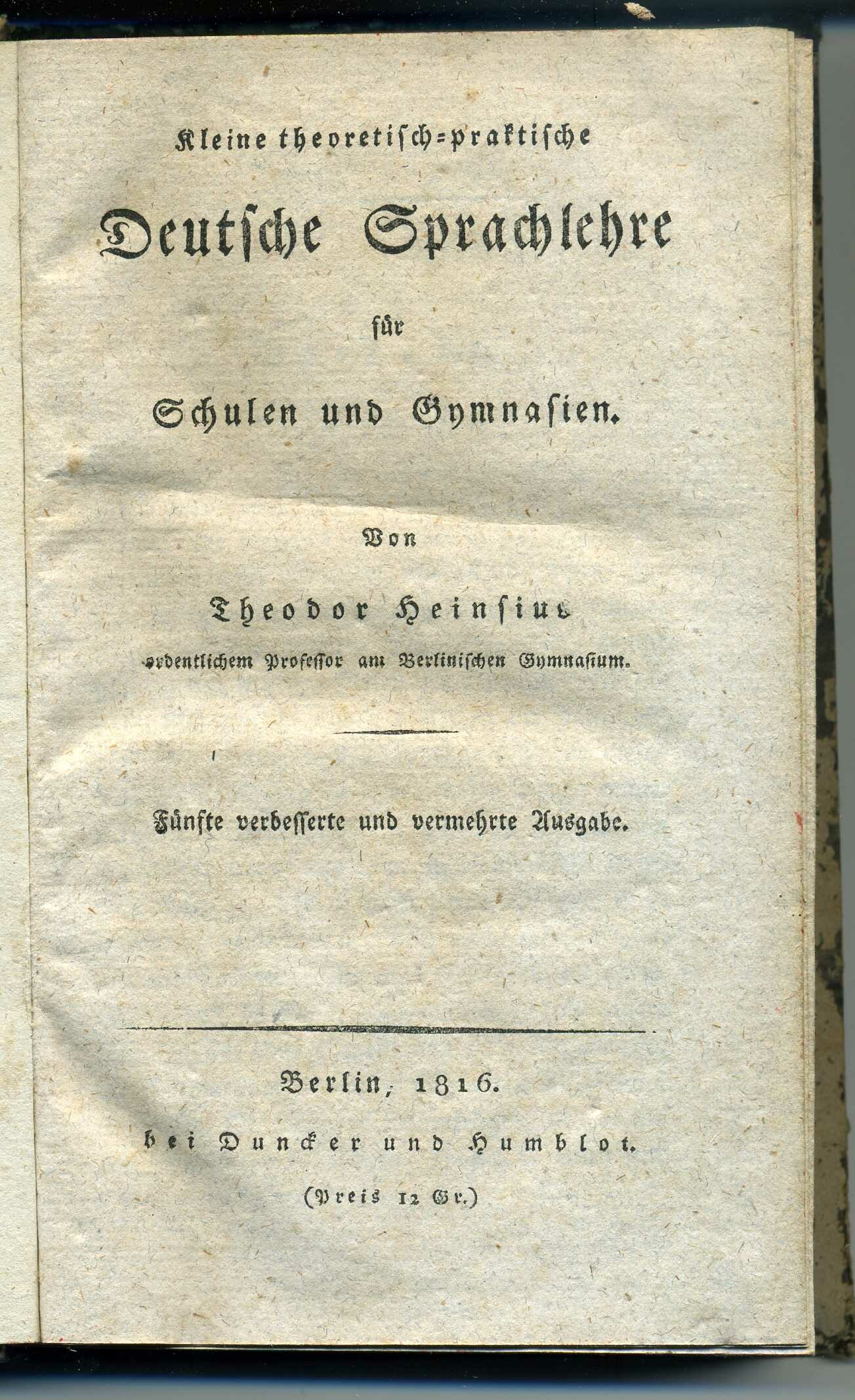Lehrbuch der Deutschen Sprache (Stadtmuseum Lippstadt RR-F)