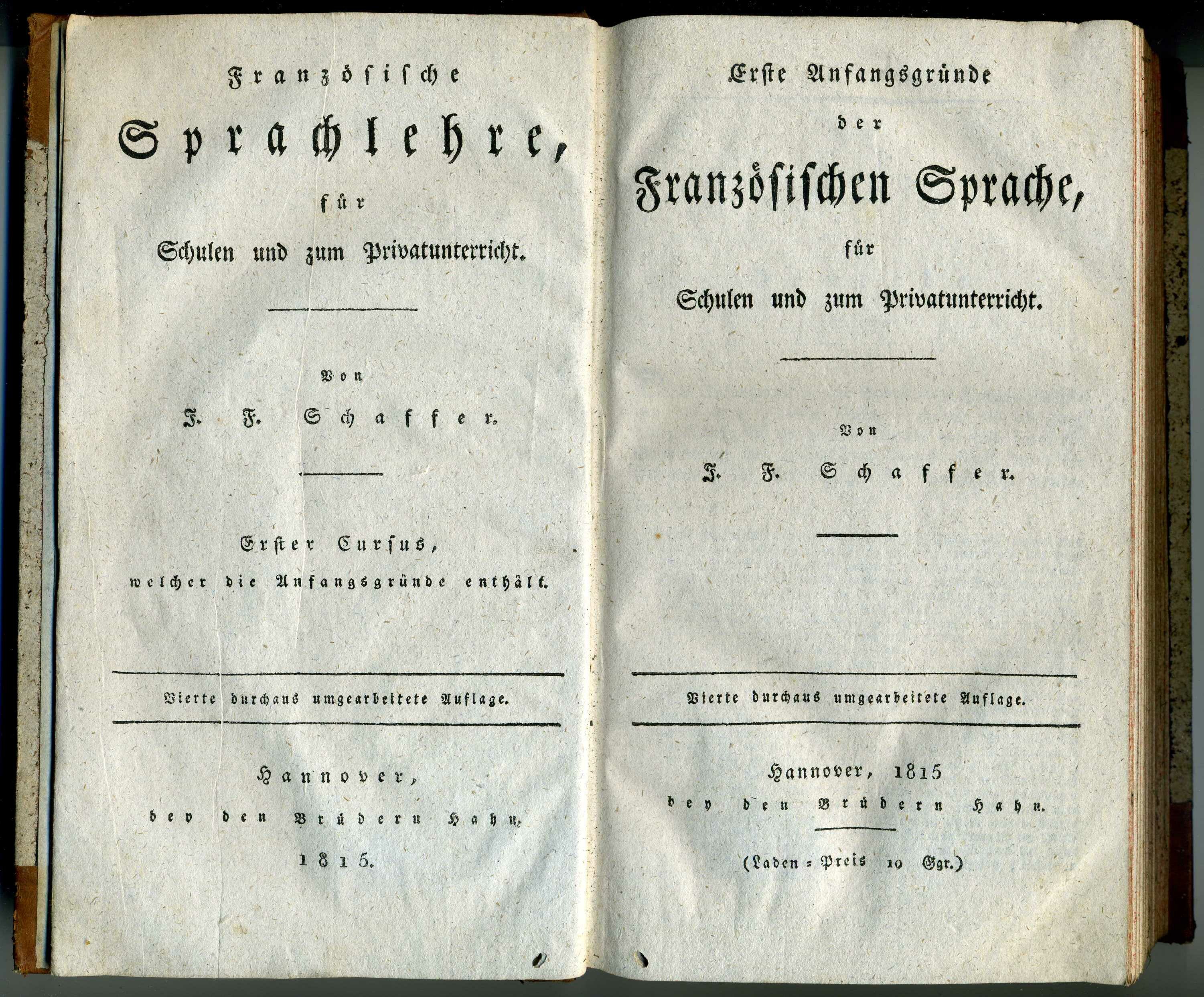 Lehrbuch der Französischen Sprache (Stadtmuseum Lippstadt RR-F)
