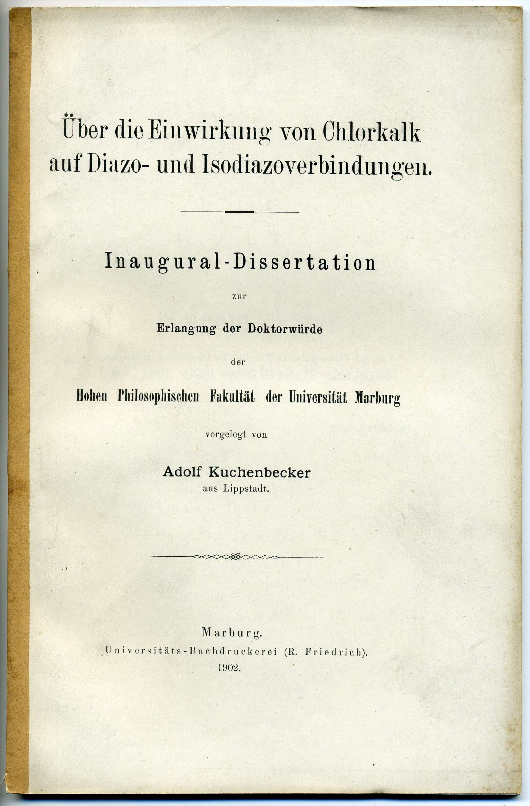 Dissertation Adolf Kuchenbecker (Stadtmuseum Lippstadt RR-F)